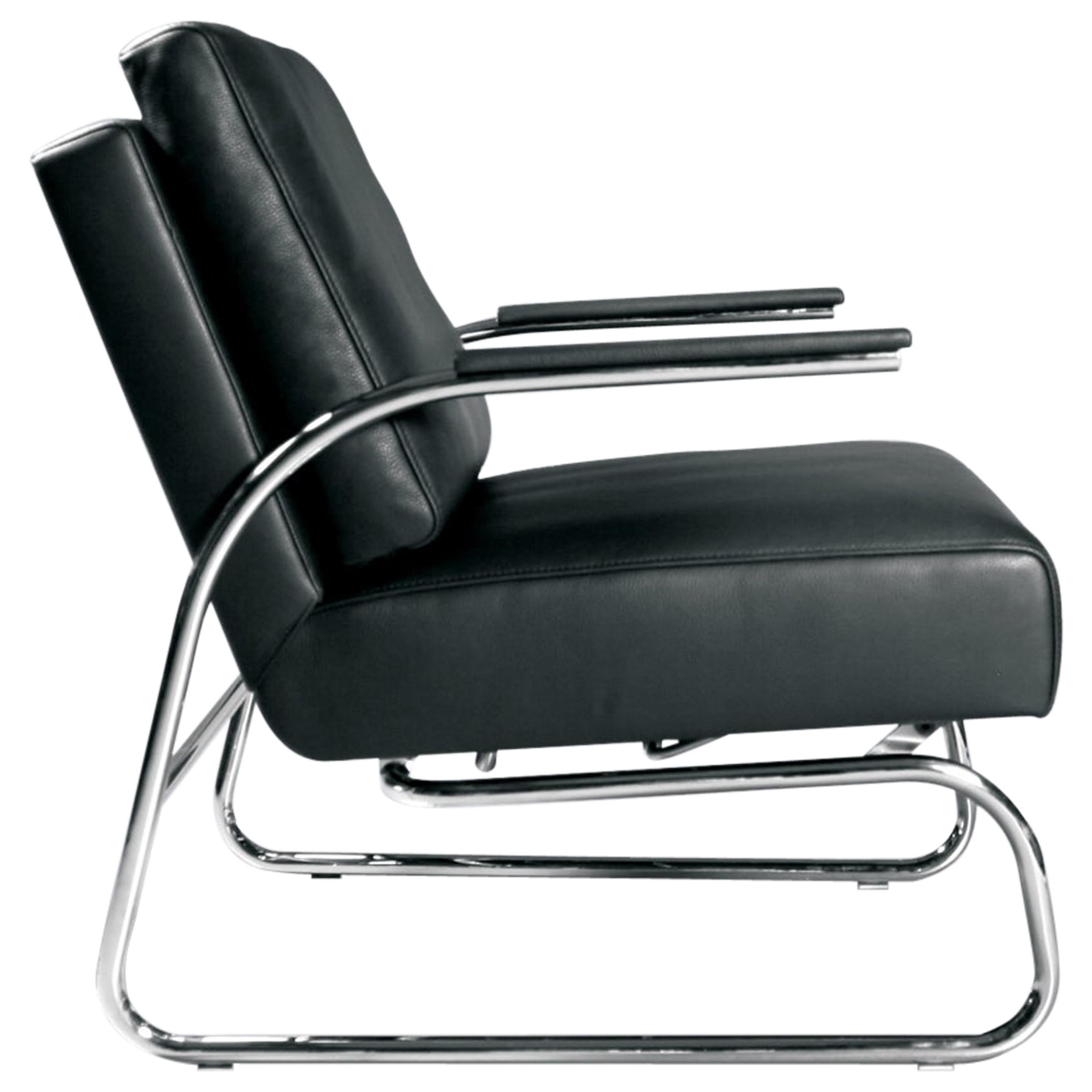 For Sale: Black Bauhaus Gabo Adjustable Cantilever Leather Chair by FSM