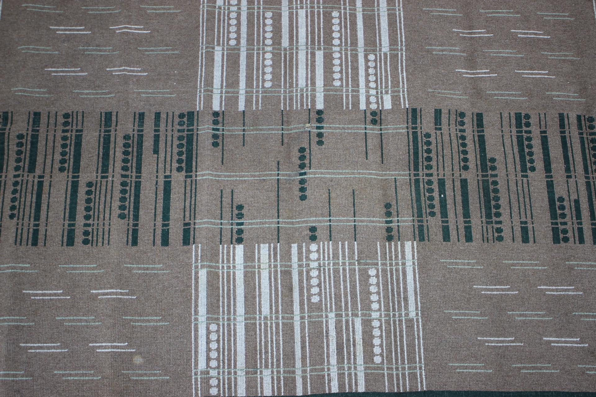 Wool Bauhaus Geometric Carpet/Rug, circa 1940s / Czechoslovakia For Sale