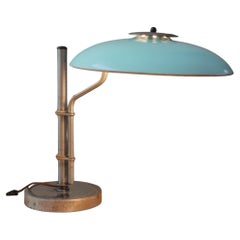 Bauhaus Gerald Thurston Art Deco Saucer Swing Arm Lamp! Lightolier Blue MCM 40s