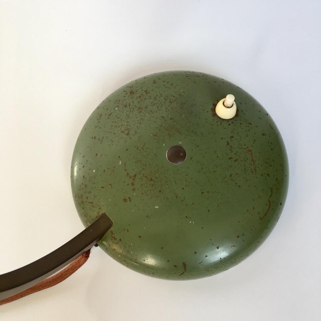 Bauhaus German Green Metal and Brass Desk Lamp, 1930s For Sale 3