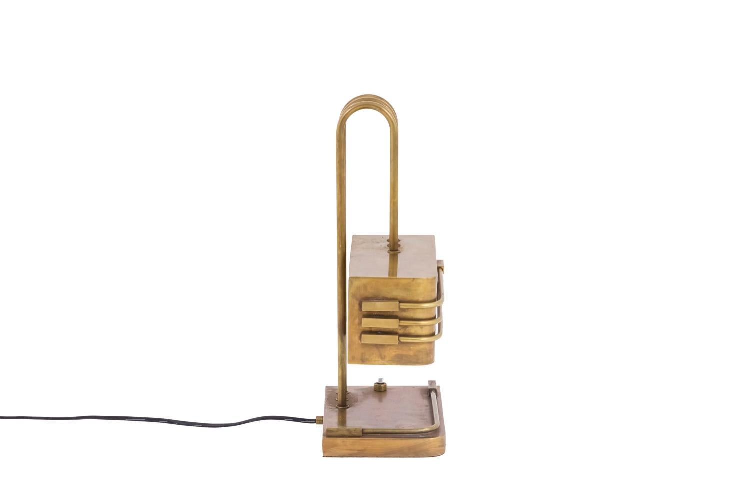 Modern Bauhaus, Gilt Brass Lamp, 1920s