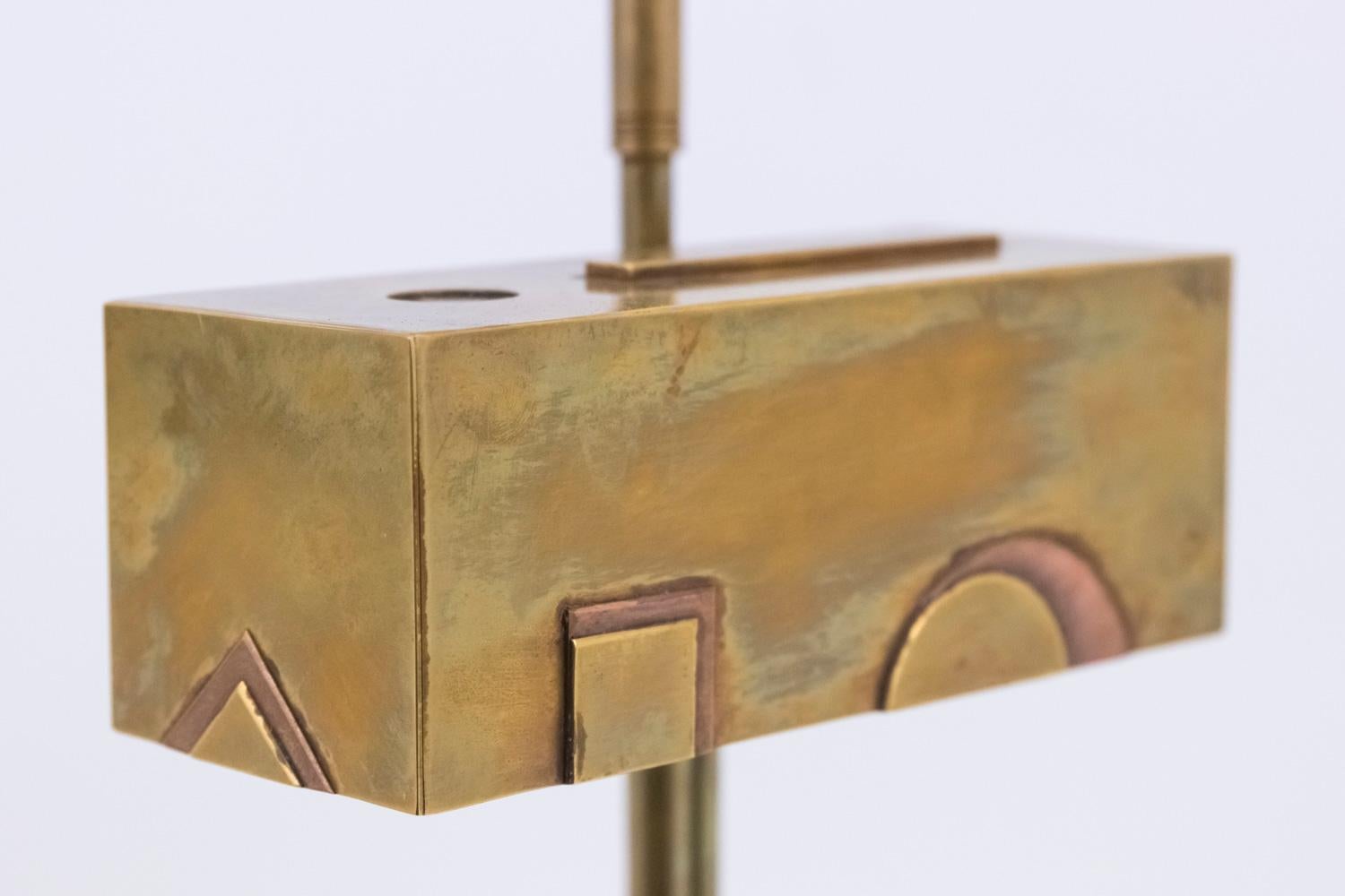 German Bauhaus, Gilt Brass Lamp, 1920s
