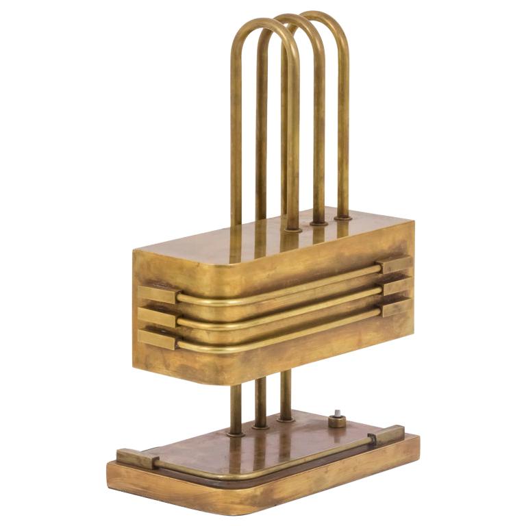 Bauhaus gilt-brass lamp, 1920s, offered by Jean-Luc Ferrand