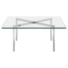 Bauhaus Glass and Chrome Barcelona Coffee Table by Mies Van Der Rohe for Knoll