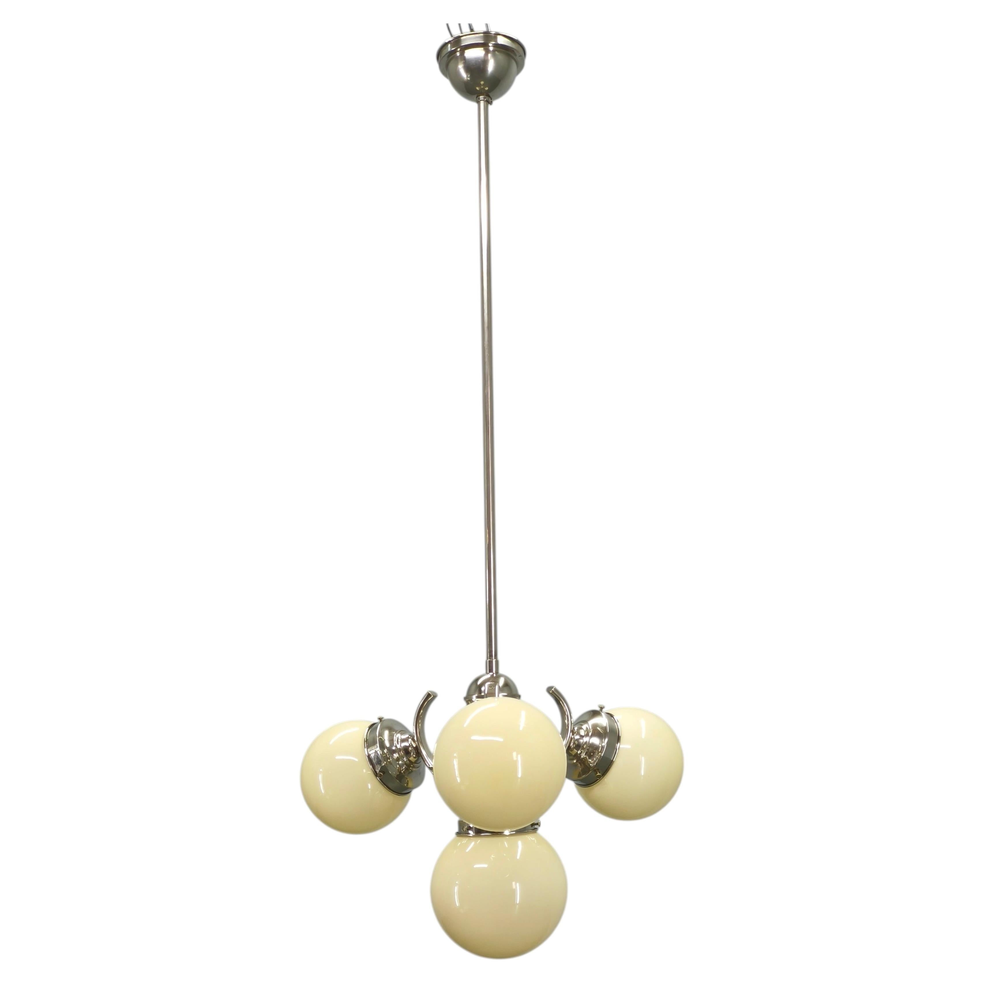 Lámpara Globo Bauhaus Checoslovaquia Años 30 Colgante Cromado en venta