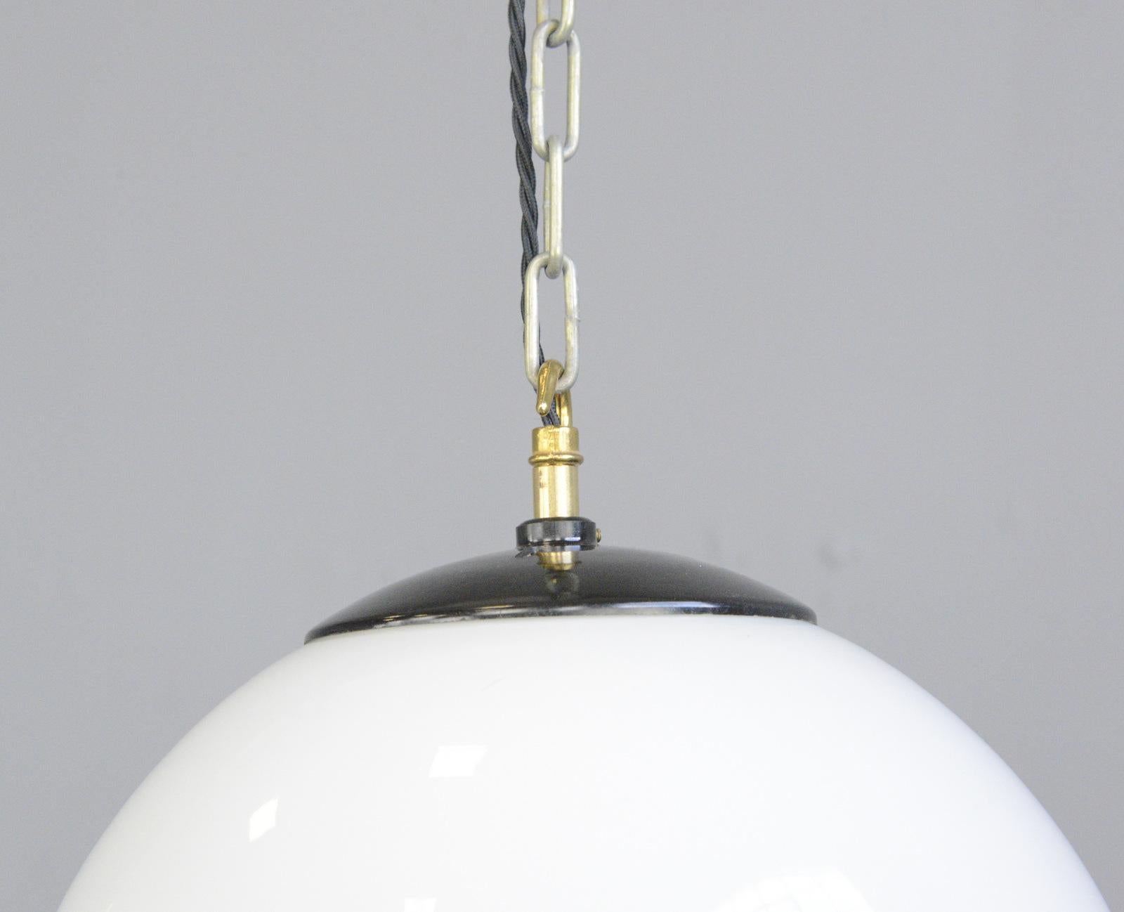 Opaline Glass Bauhaus Globe Lights by August Walther and Sohne, circa 1930s