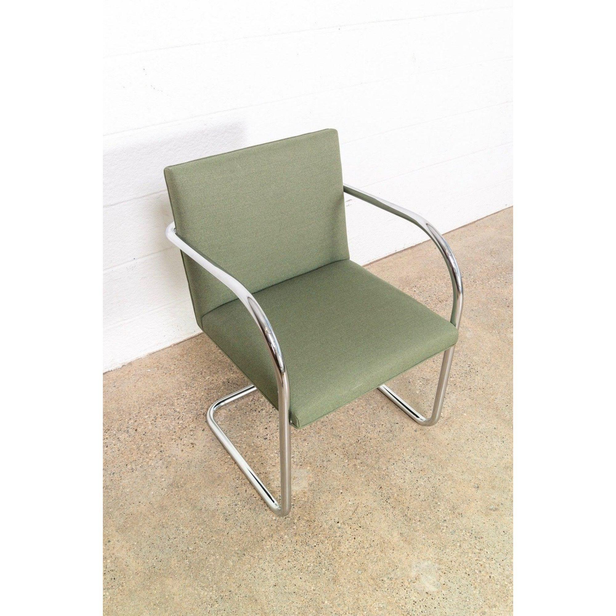 Bauhaus Green Brno Tubular Cantilever Dining Chairs by Mies Van Der Rohe 3