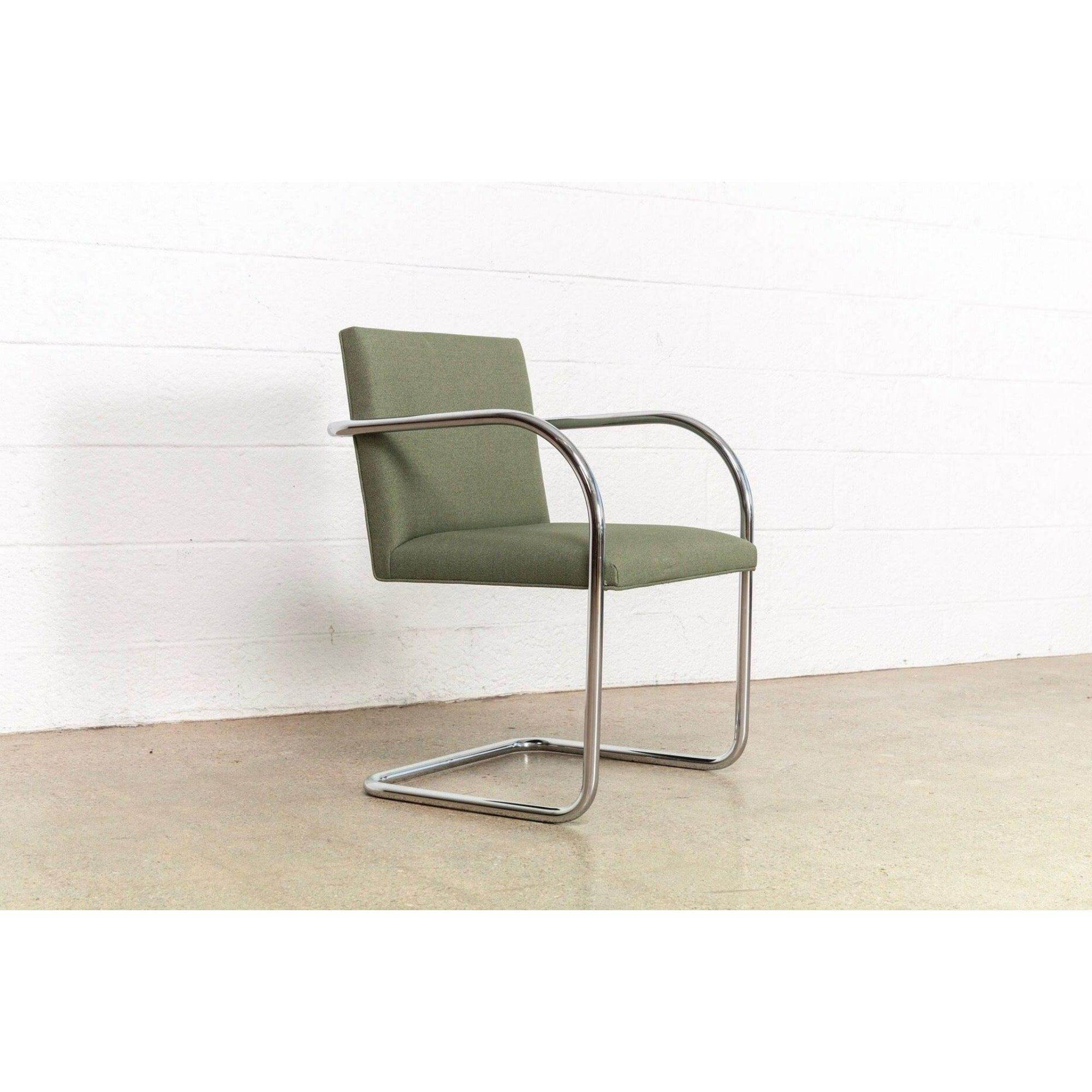 Bauhaus Green Brno Tubular Cantilever Dining Chairs by Mies Van Der Rohe 2