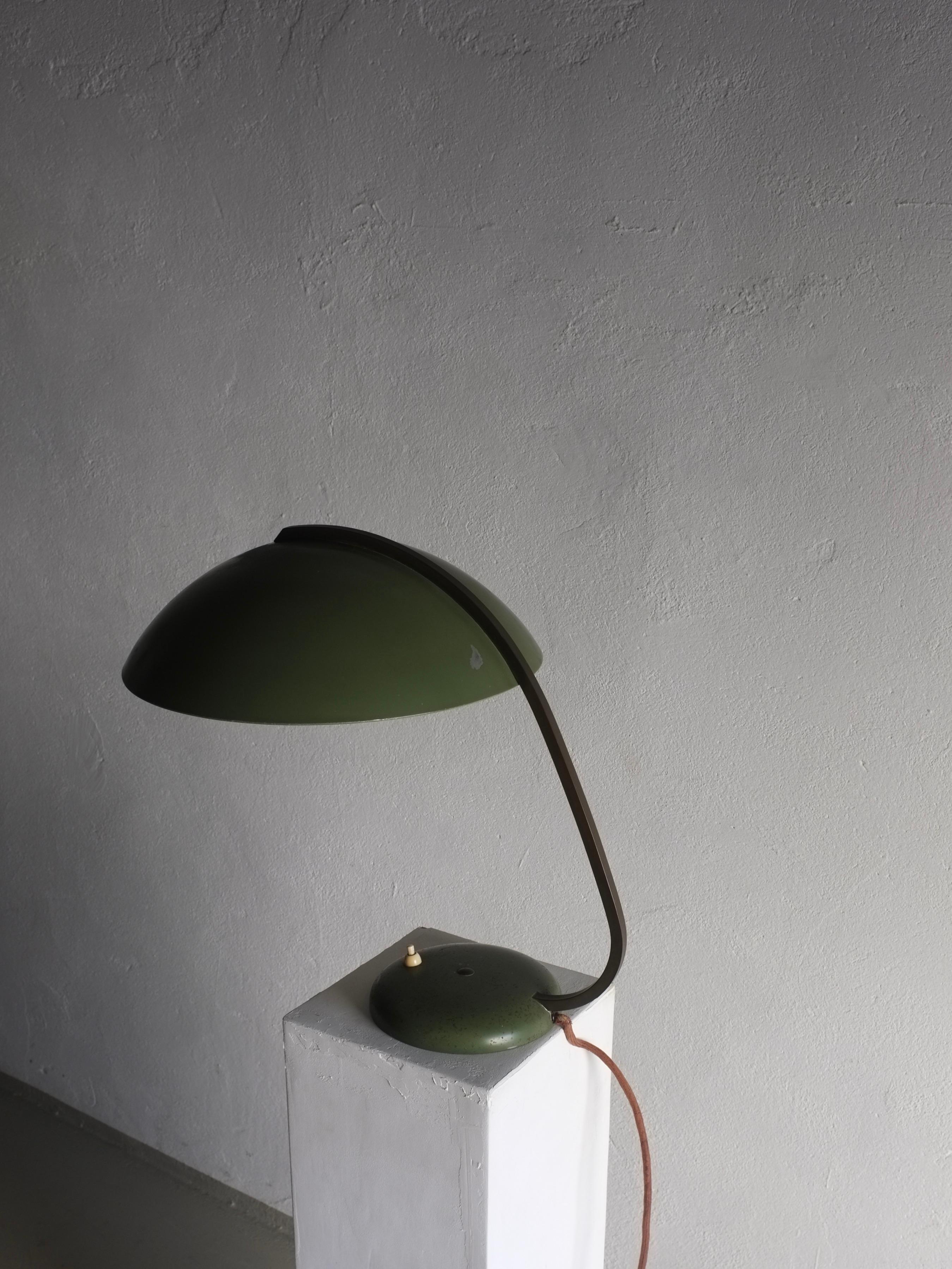 Painted Bauhaus Green Metal Desk Lamp, Germany, 1930s
