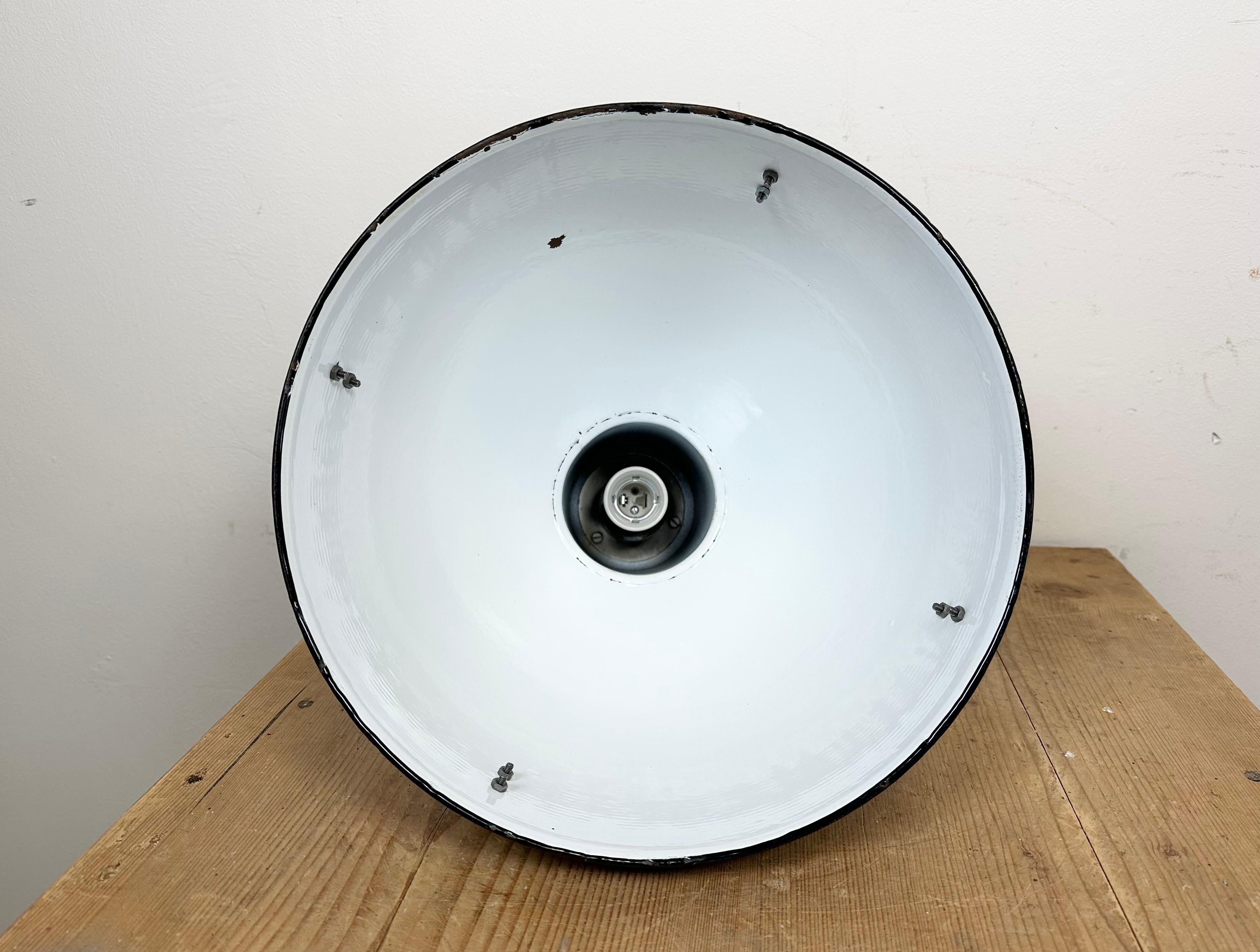 Bauhaus Grey Enamel Industrial Pendant Lamp, 1950s For Sale 8