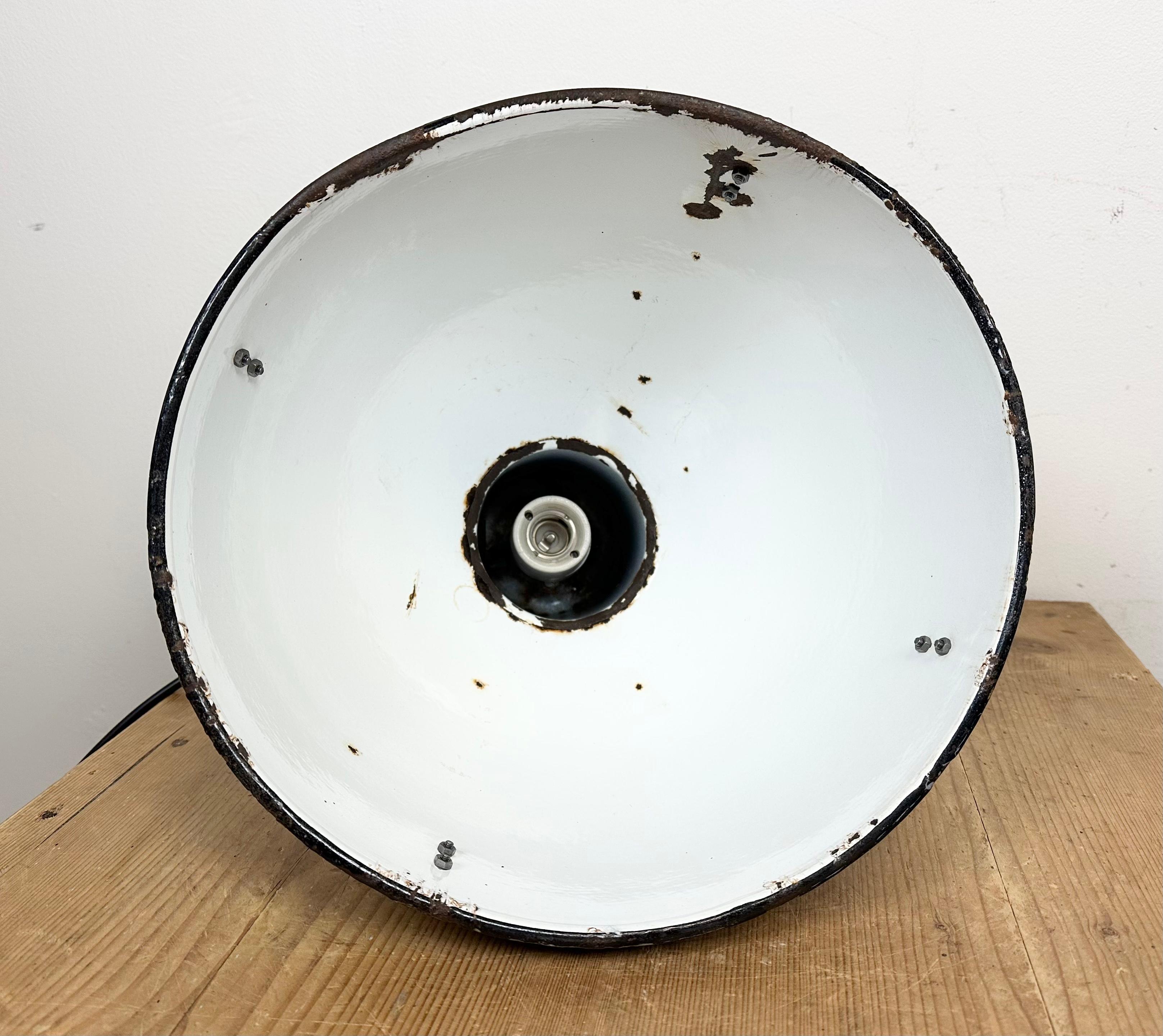Bauhaus Grey Enamel Industrial Pendant Lamp, 1950s For Sale 11