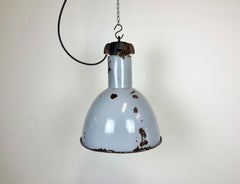 Bauhaus Graue Emaille-Industrie-Hängelampe, 1950er Jahre