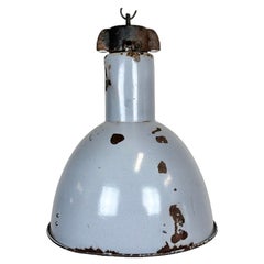 Bauhaus Grey Enamel Industrial Pendant Lamp, 1950s