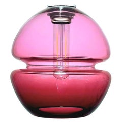 Bauhaus Groove Series Ruby Orb Pendant Customizable Handmade Modern Glass Light