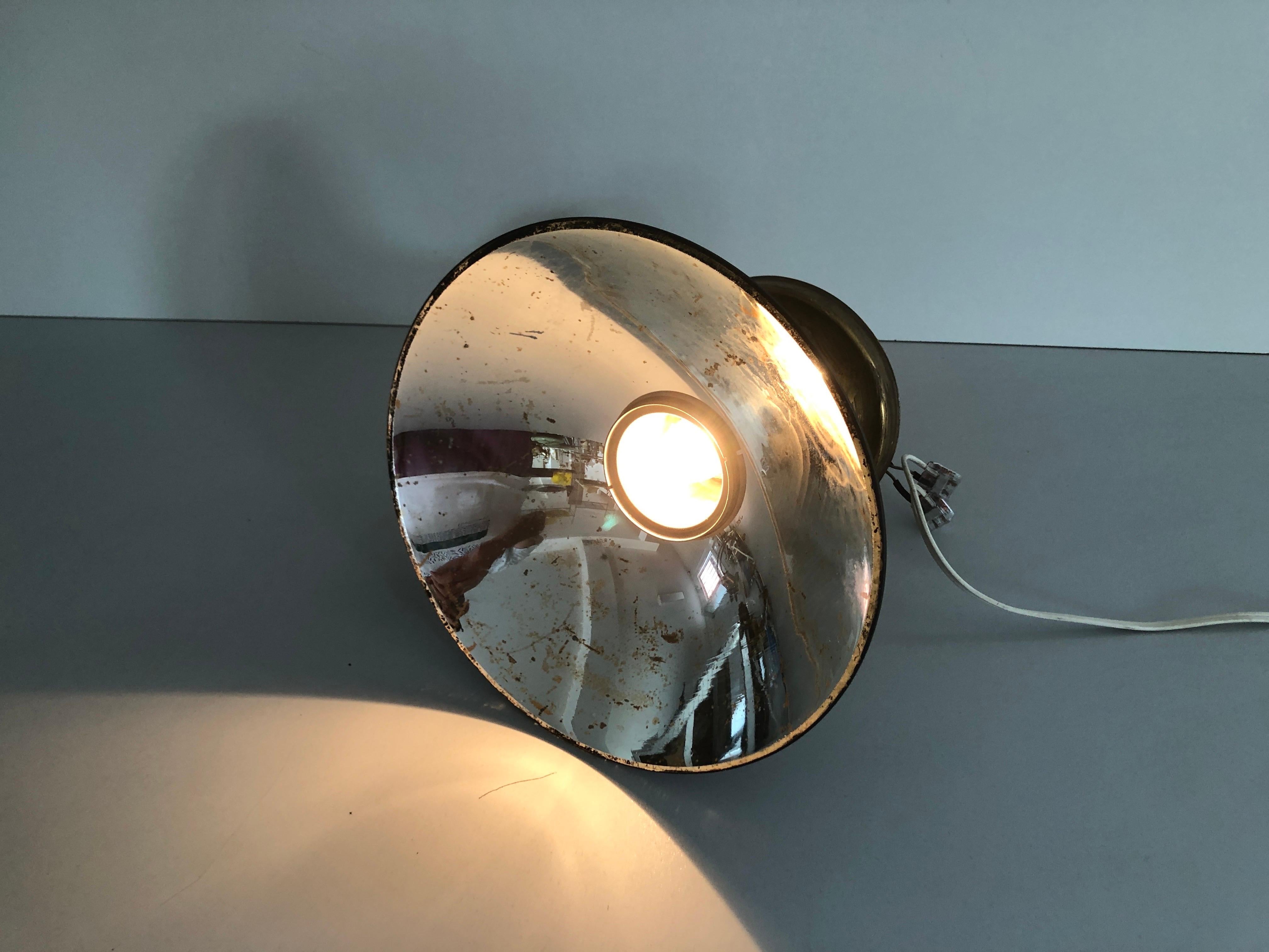 Bauhaus Industrial Black Brass Ceiling Lamp by Carl Zeiss Ikon, 1940s, Germany For Sale 8