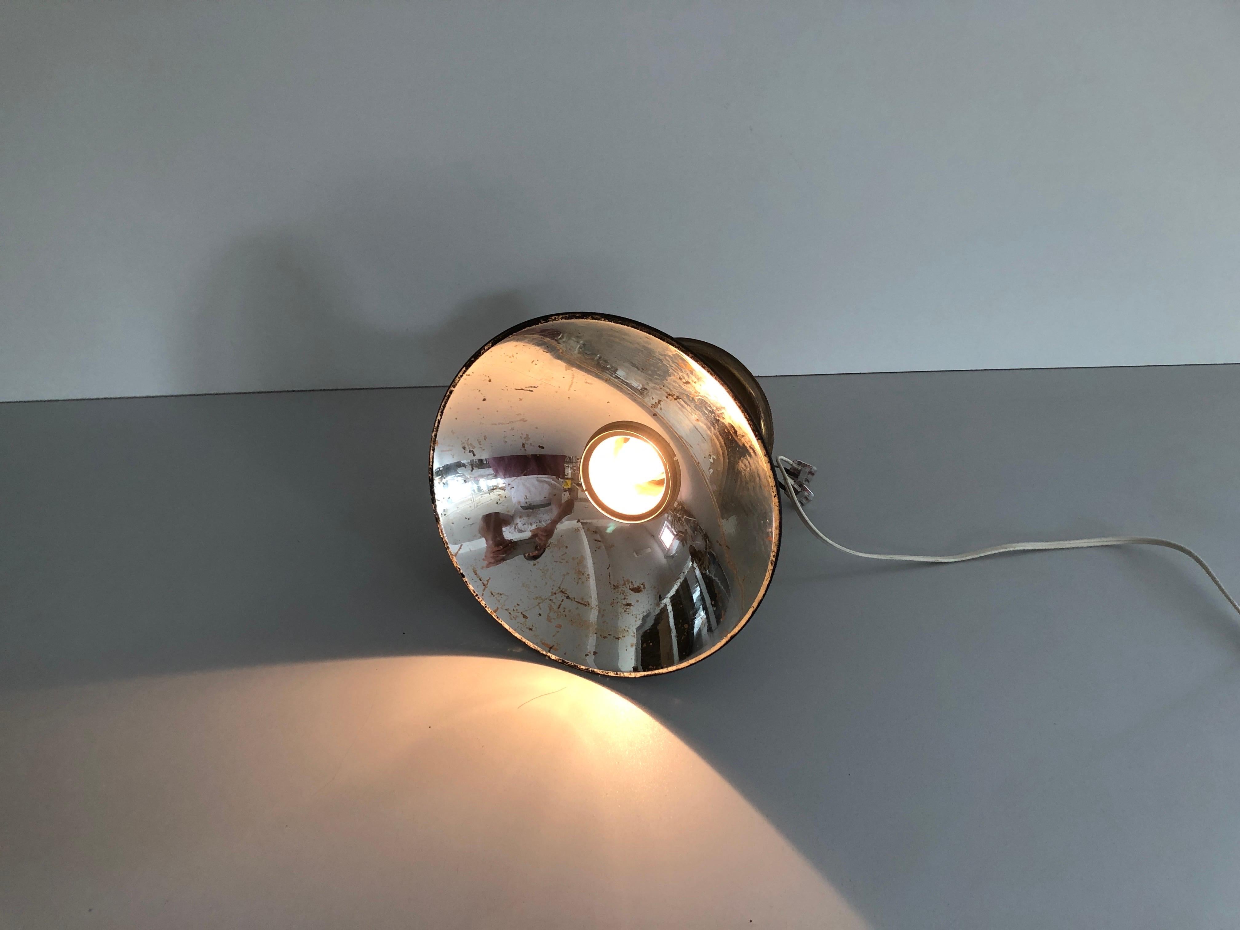 Bauhaus Industrial Black Brass Ceiling Lamp by Carl Zeiss Ikon, 1940s, Germany For Sale 9