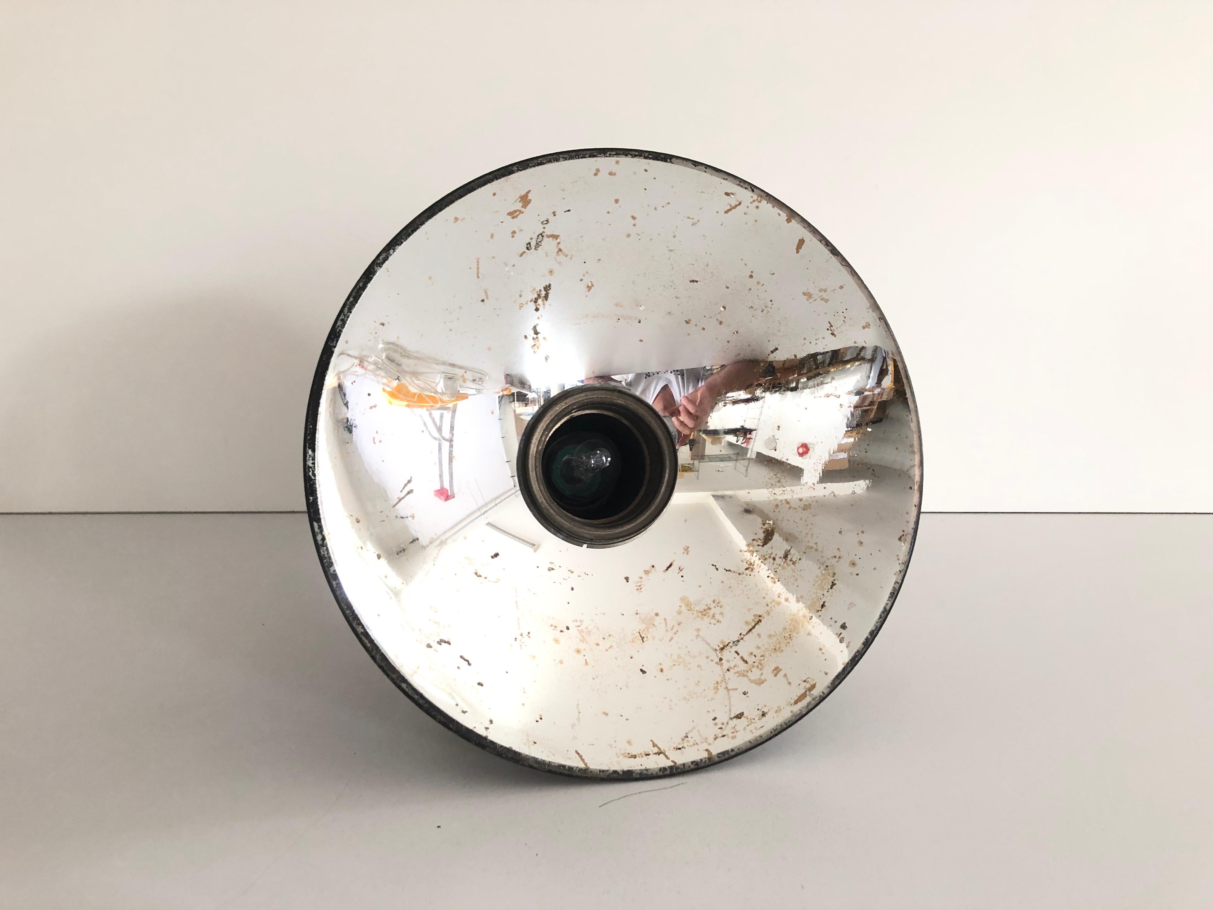 Bauhaus Industrial Black Brass Ceiling Lamp by Carl Zeiss Ikon, 1940s, Germany For Sale 3
