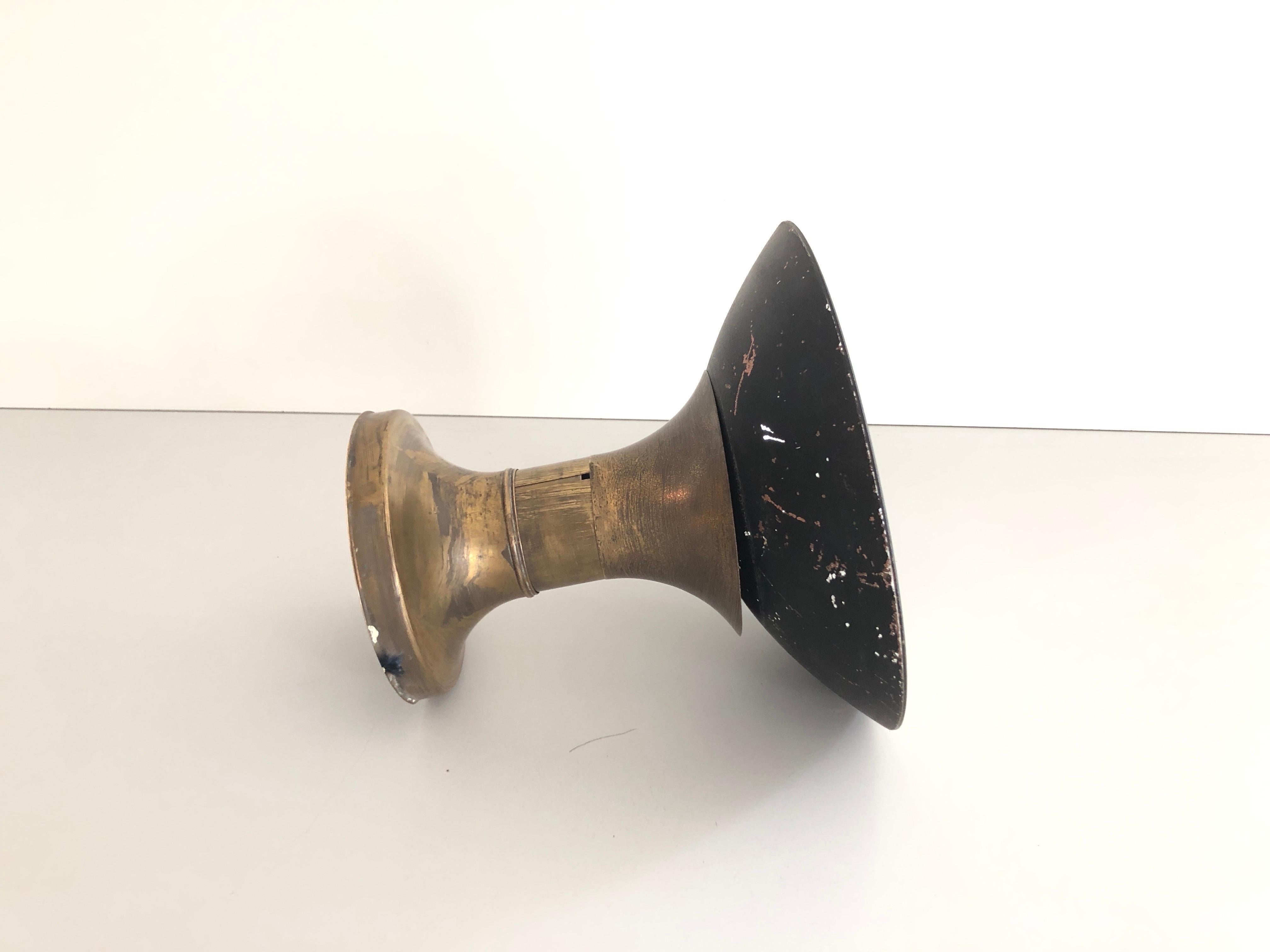 Bauhaus Industrial Black Brass Ceiling Lamp by Carl Zeiss Ikon, 1940s, Germany For Sale 4