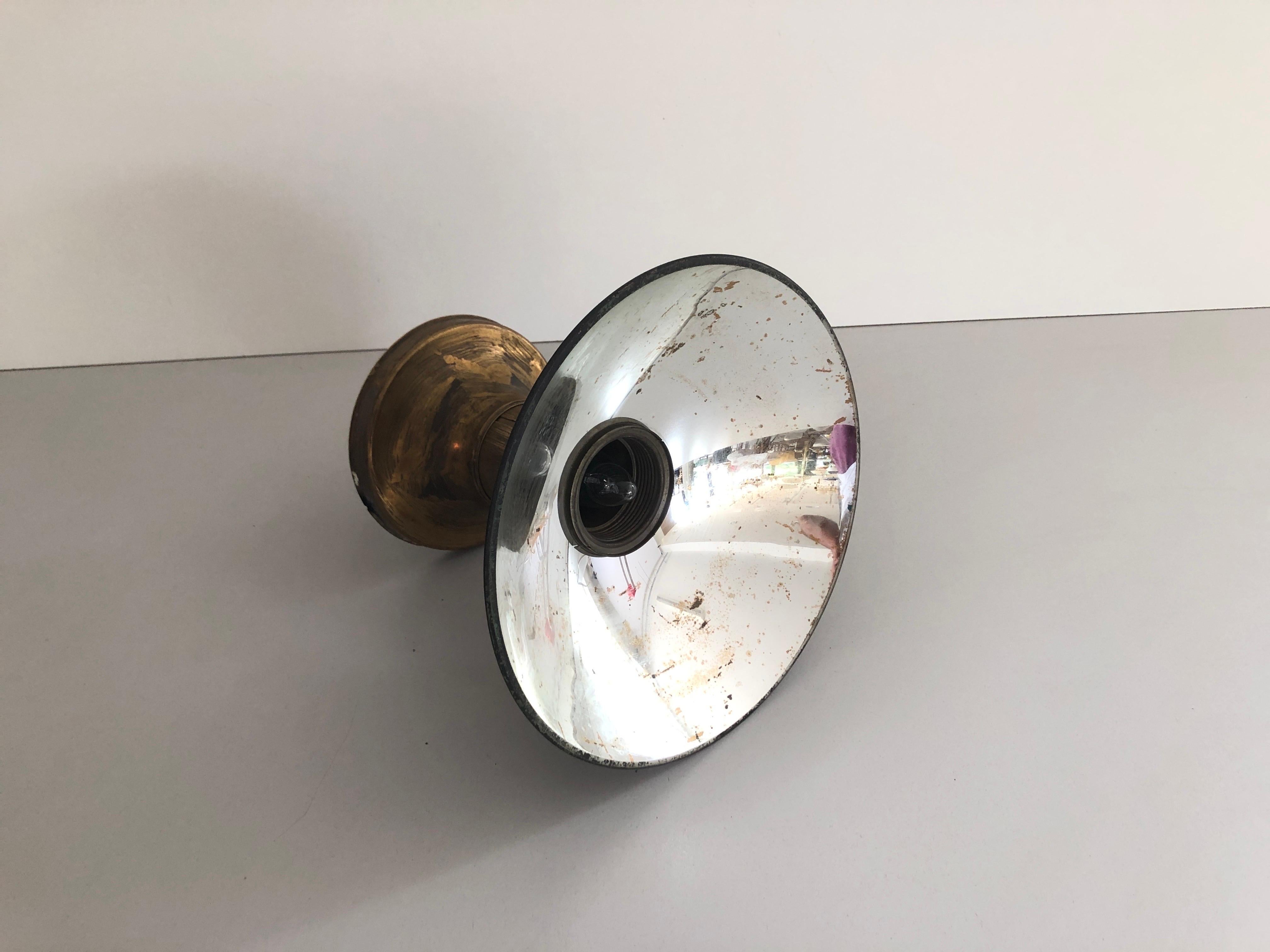 Bauhaus Industrial Black Brass Ceiling Lamp by Carl Zeiss Ikon, 1940s, Germany For Sale 5
