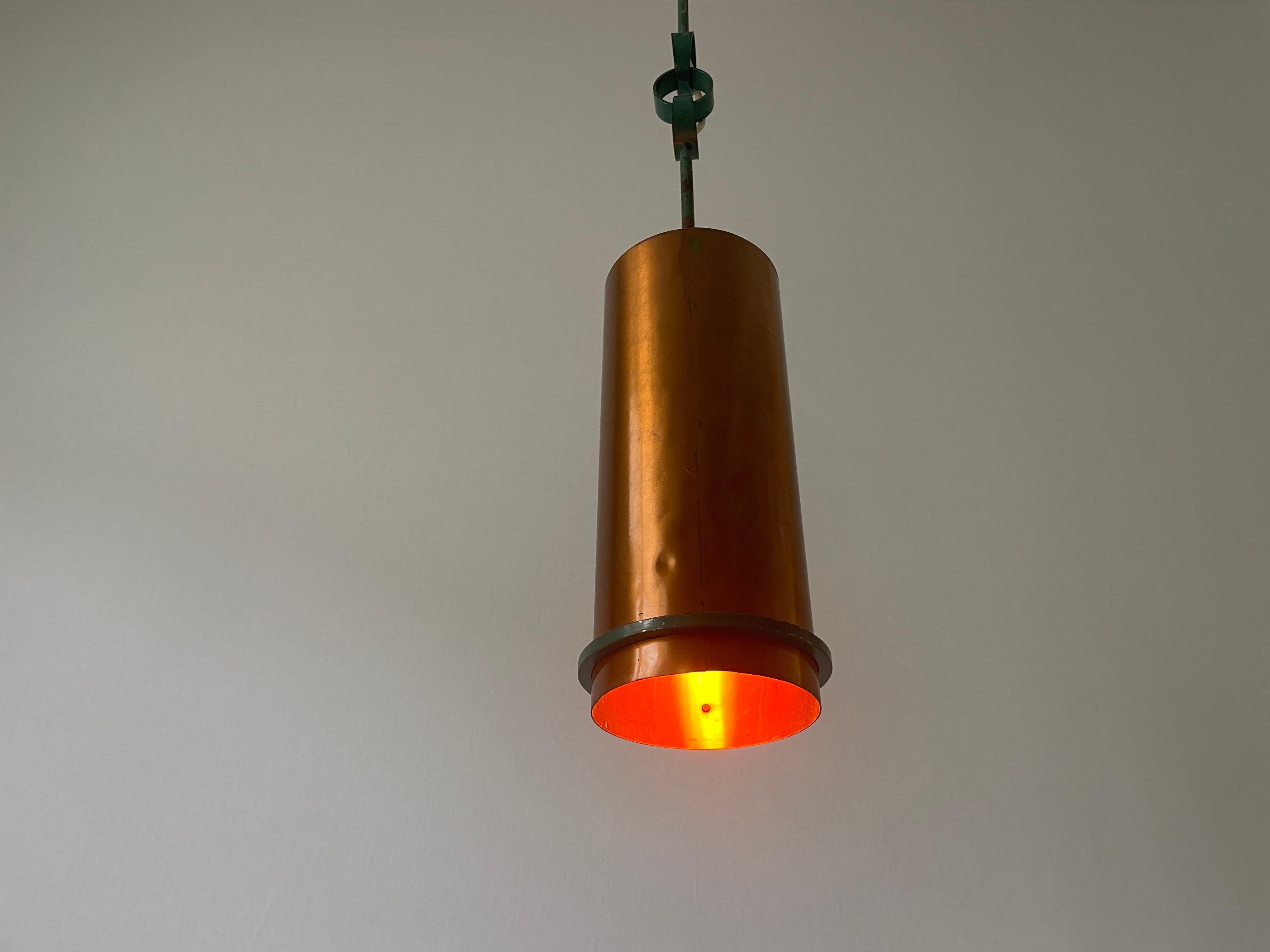 Bauhaus Industrielle Deckenleuchte aus Kupfer und Gussmetall, 1940er Jahre, Deutschland im Angebot 6