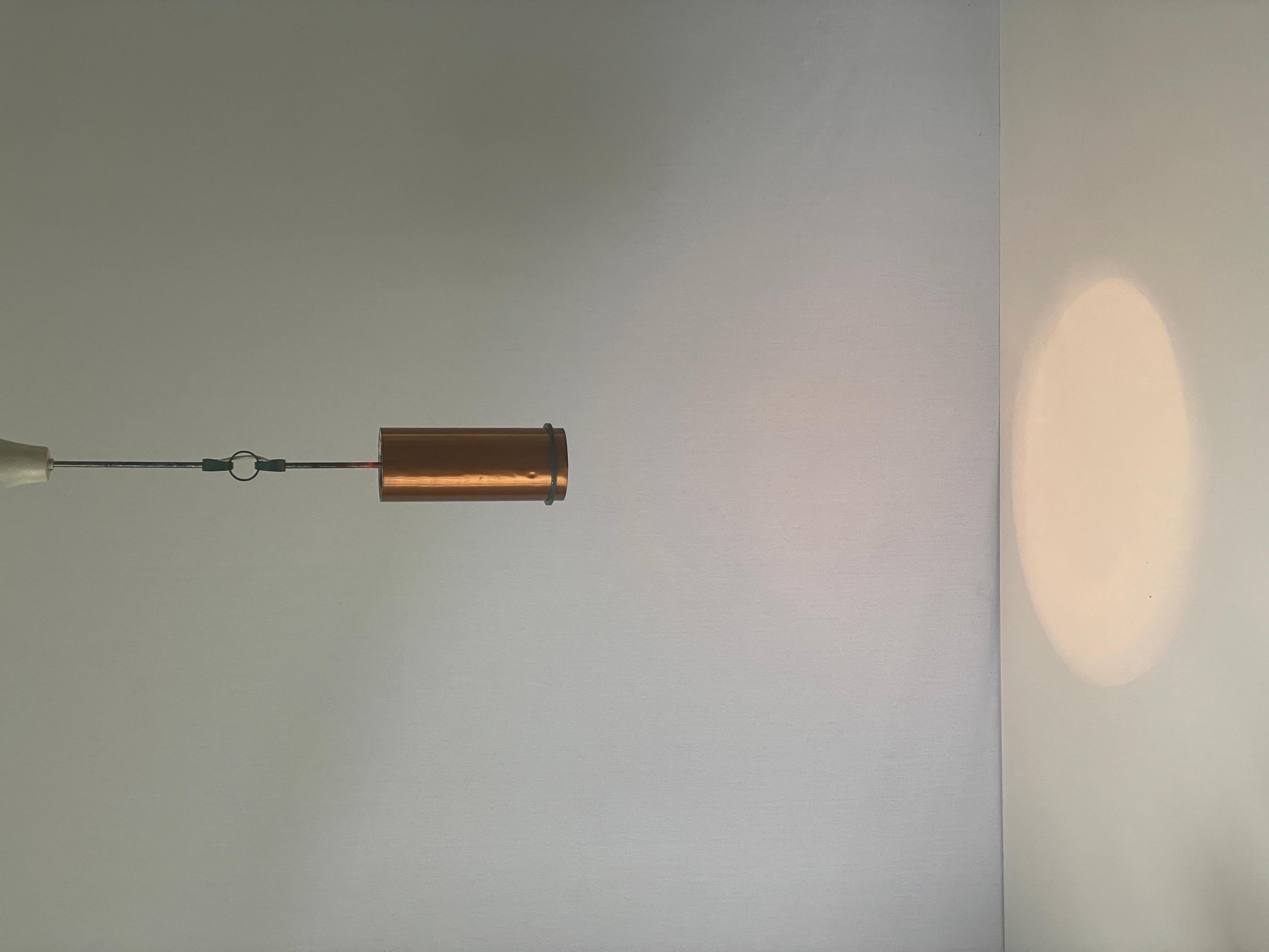 Bauhaus Industrielle Deckenleuchte aus Kupfer und Gussmetall, 1940er Jahre, Deutschland im Angebot 8