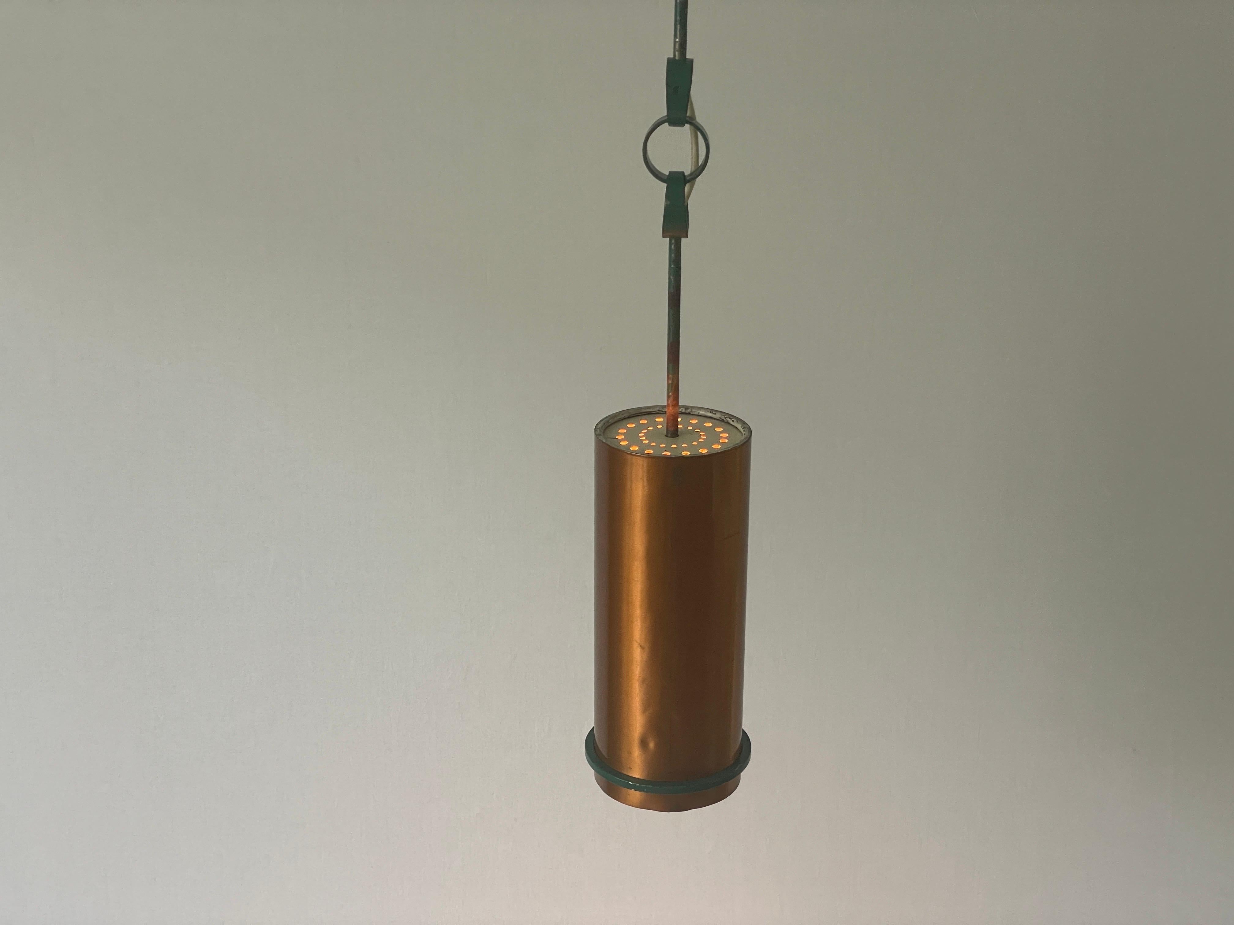 Bauhaus Industrielle Deckenleuchte aus Kupfer und Gussmetall, 1940er Jahre, Deutschland im Angebot 9