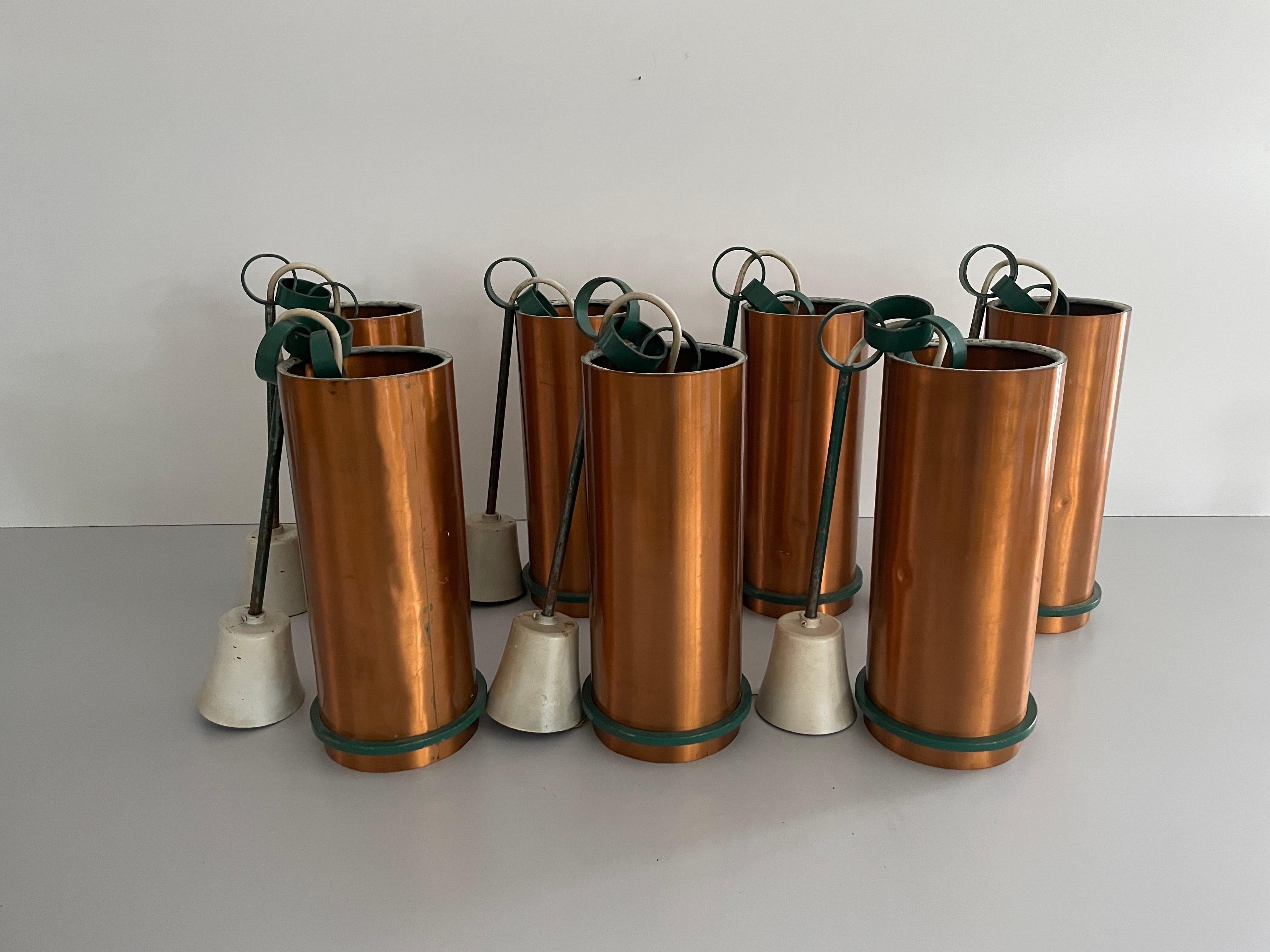 Bauhaus Industrielle Deckenleuchte aus Kupfer und Gussmetall, 1940er Jahre, Deutschland im Angebot 14