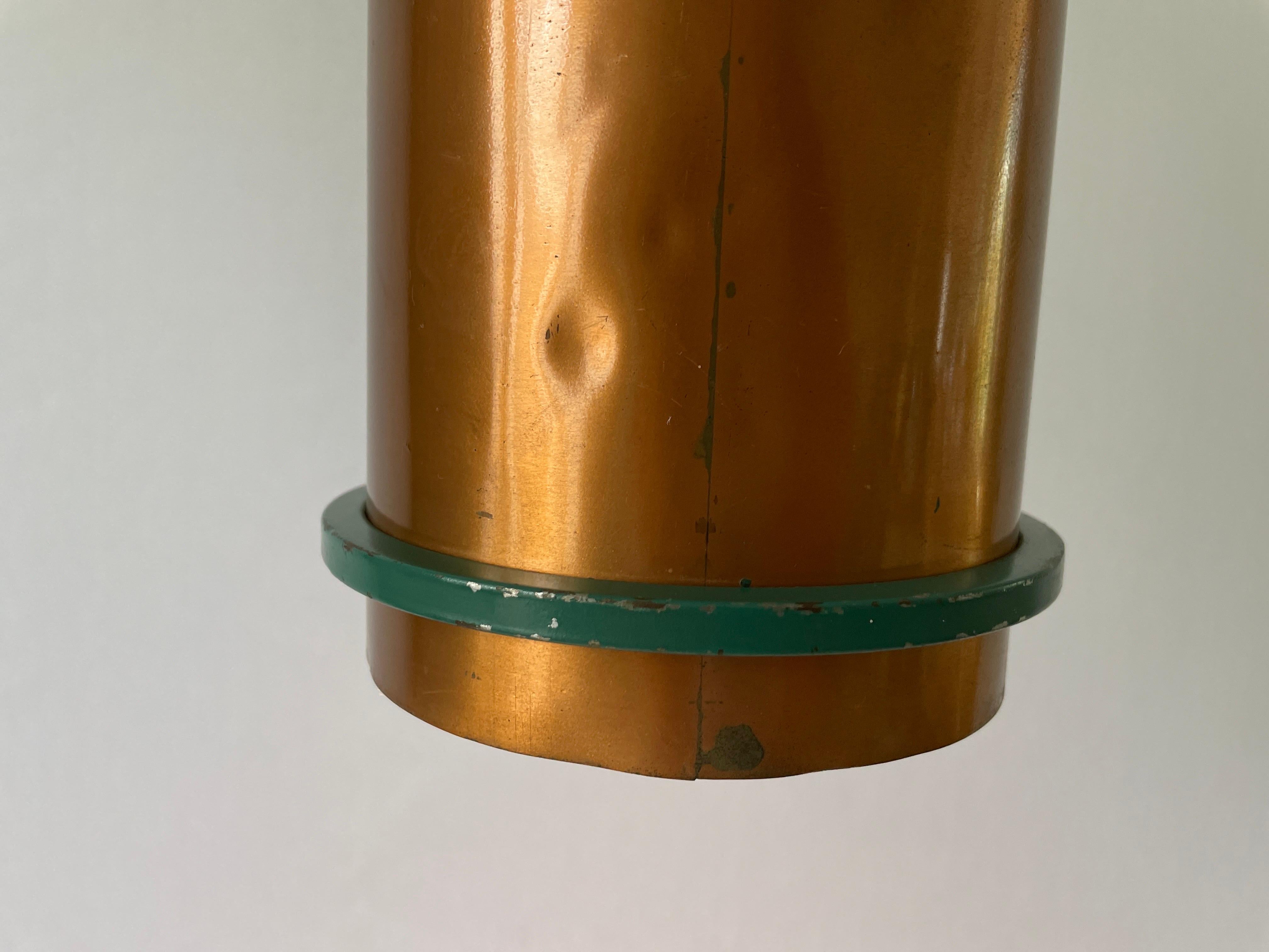 Bauhaus Industrielle Deckenleuchte aus Kupfer und Gussmetall, 1940er Jahre, Deutschland im Angebot 15