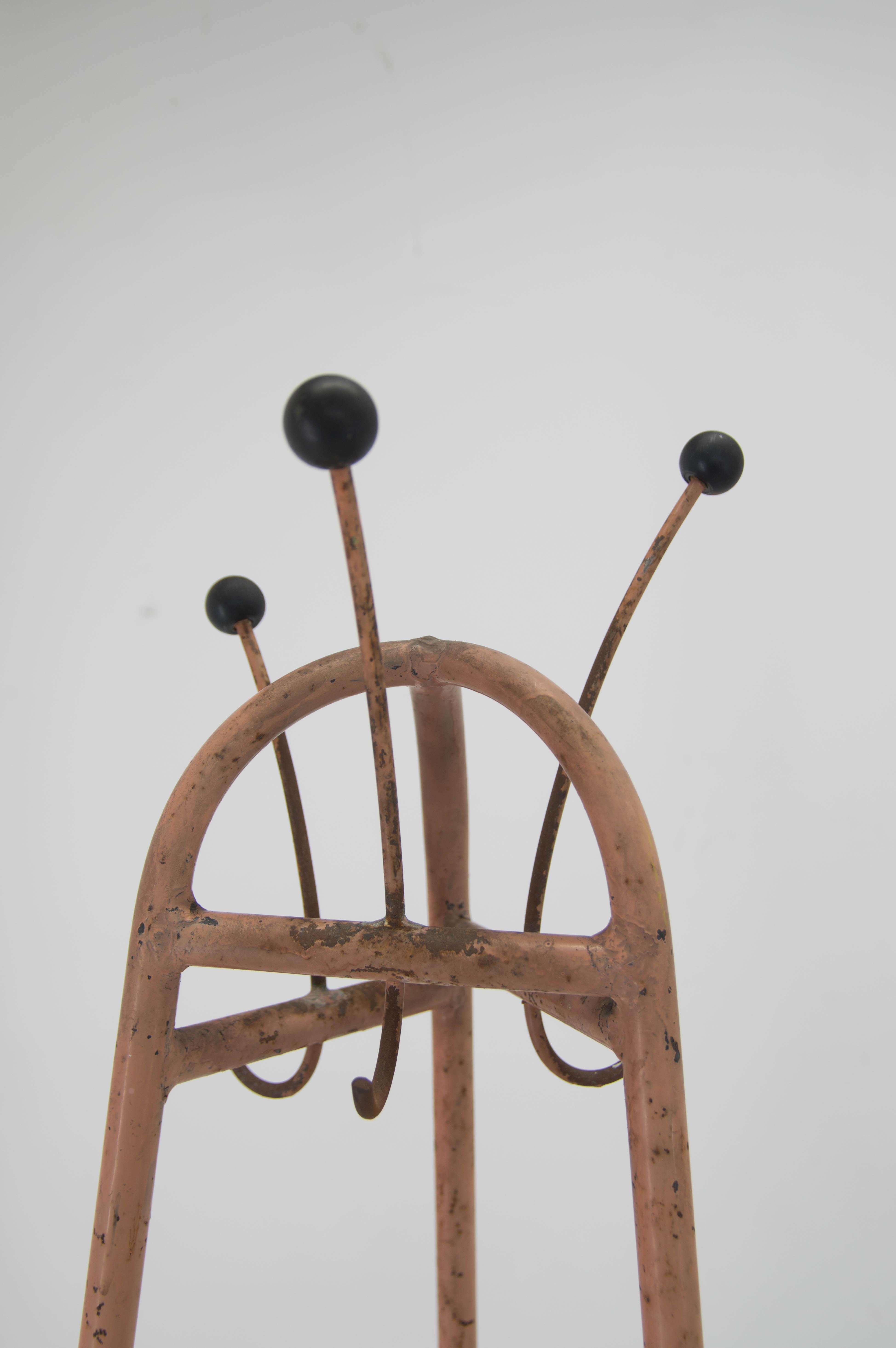 Czech Bauhaus Industrial Pink Coat Stand, 1920s For Sale