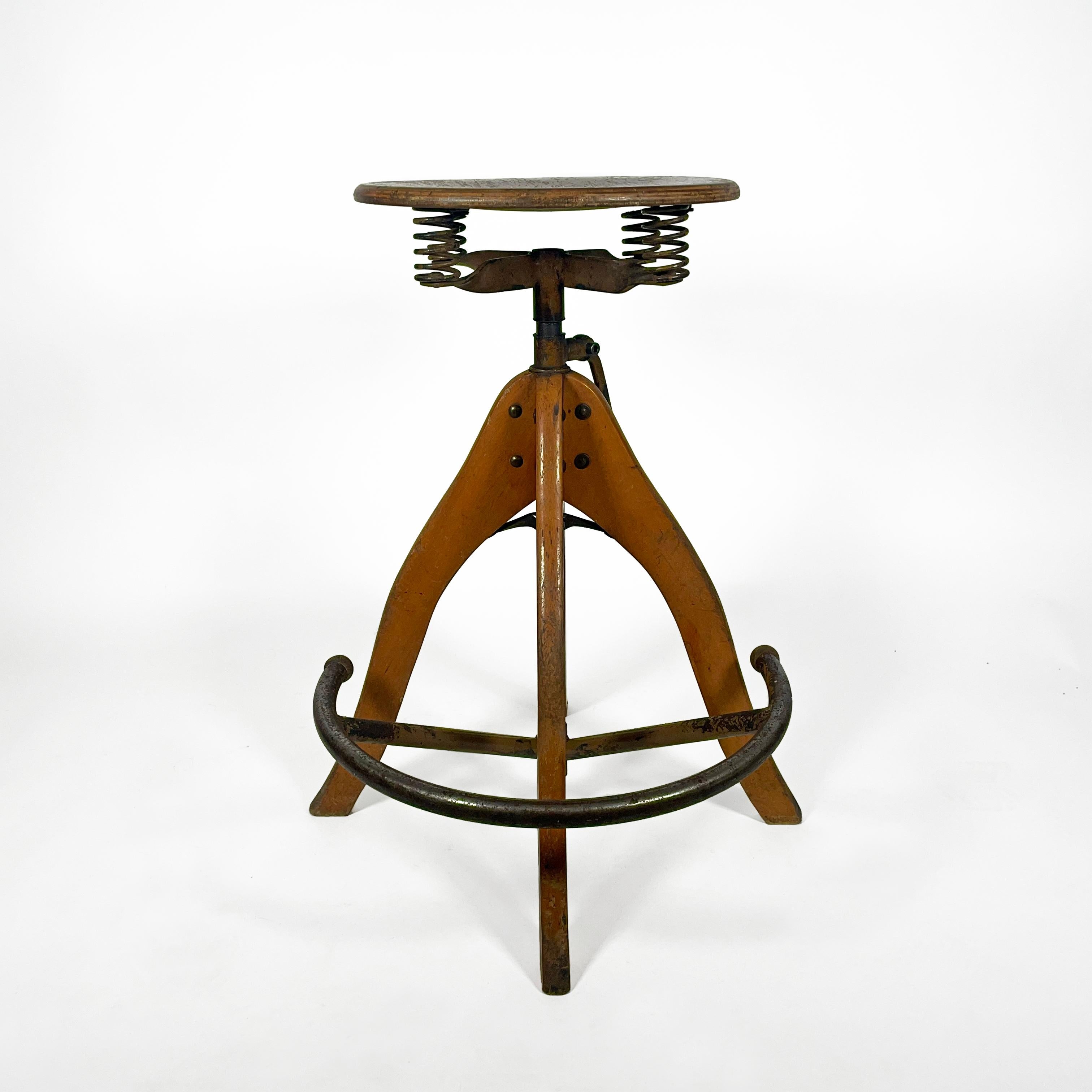 Bauhaus Industrial Polstergleich Arquitecto Taburete Giratorio Cair con Reposapiés Años 30 Alemán en venta