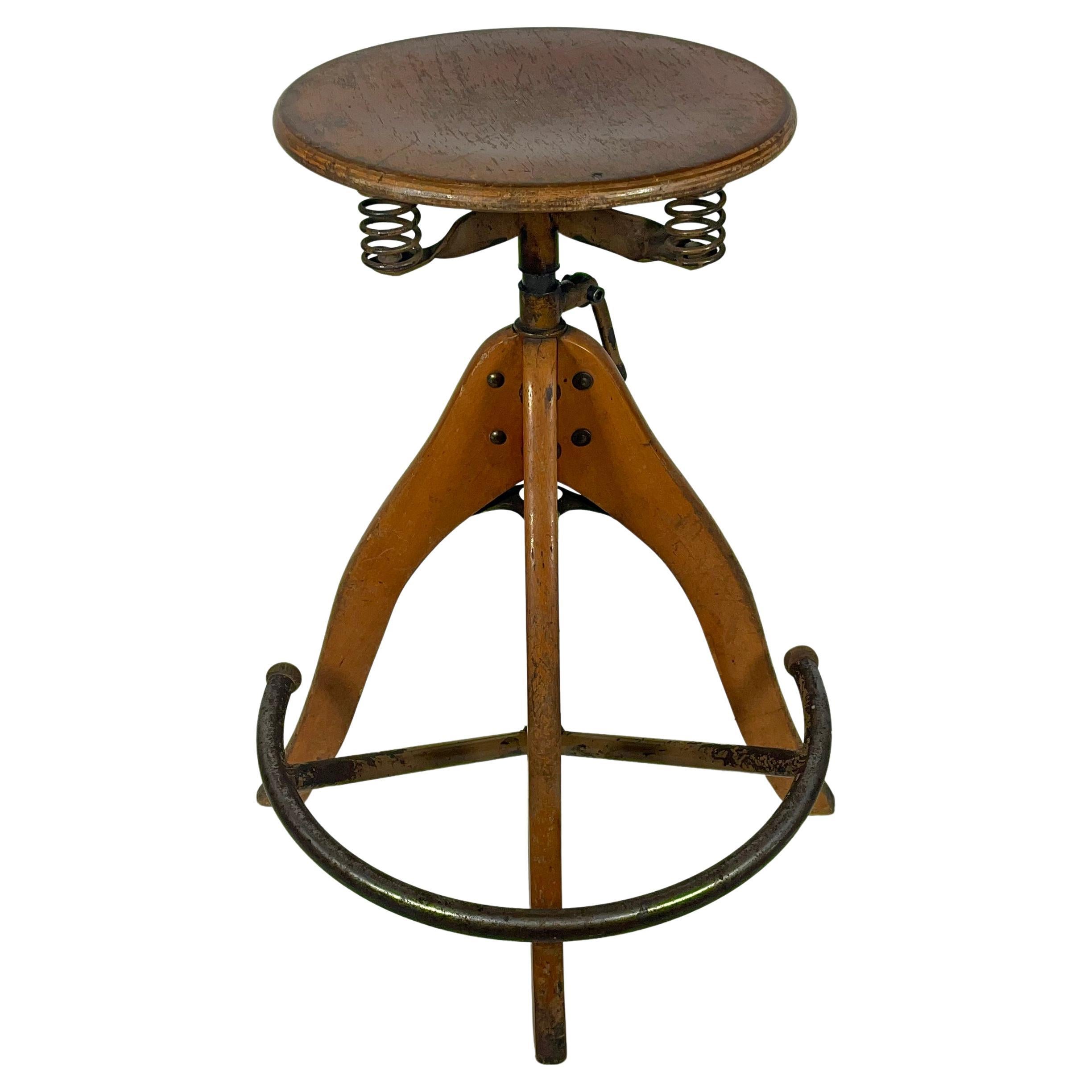 Sgabello girevole Bauhaus Industrial Polstergleich Architect Cair con poggiapiedi 1930s