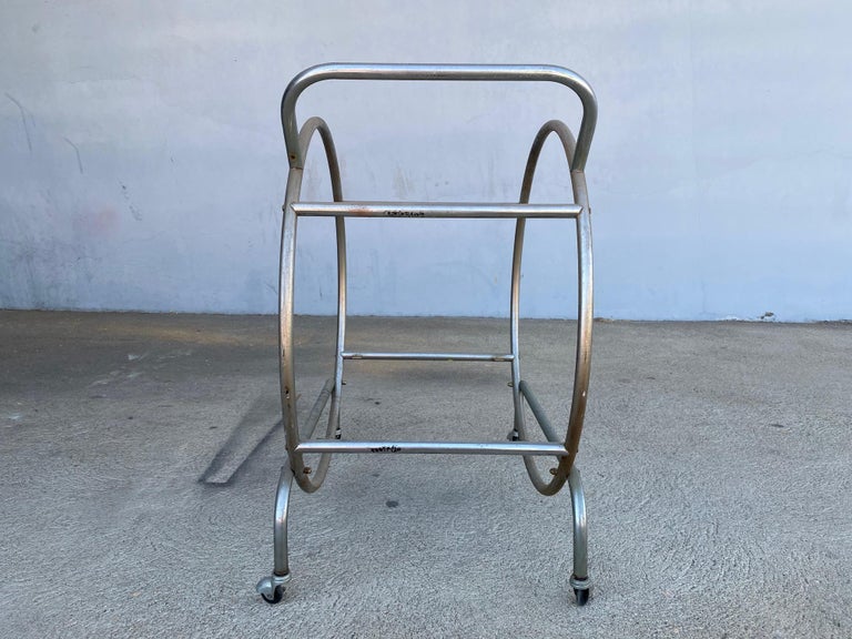 American Bauhaus Inspired Art Deco Chrome Tubular Bar Cart For Sale