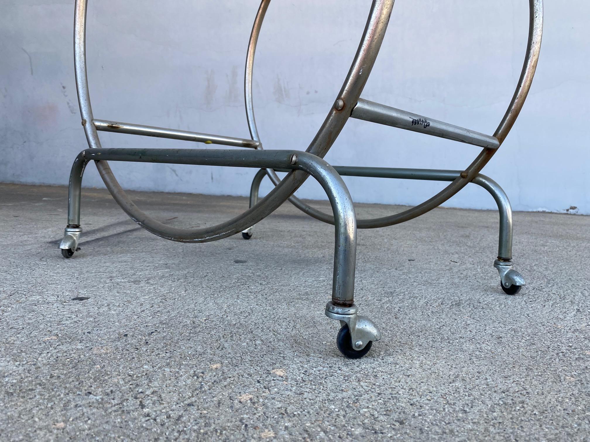 Metal Bauhaus Inspired Art Deco Chrome Tubular Bar Cart For Sale