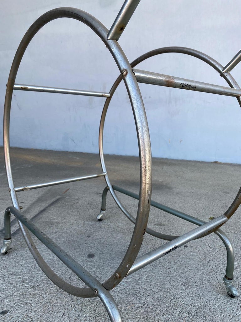 Bauhaus Inspired Art Deco Chrome Tubular Bar Cart For Sale 1