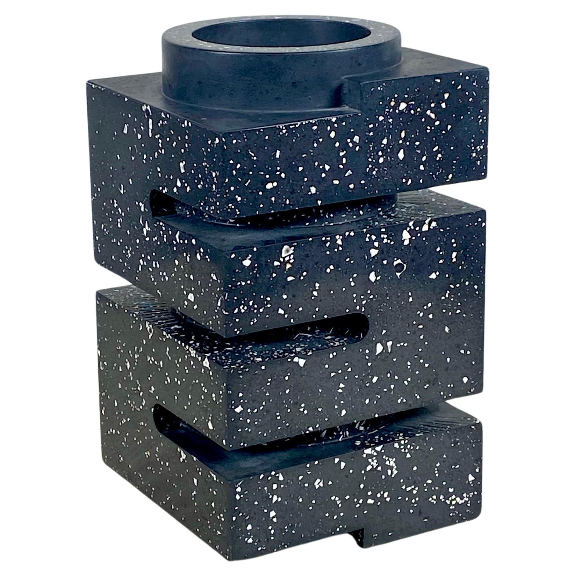 Bauhaus Inspired Black Speckled Resin Vase