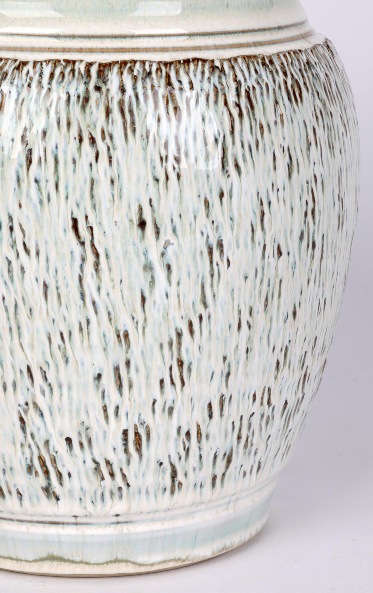 Glazed Bauhaus Inspired German Stoneware Vase   For Sale