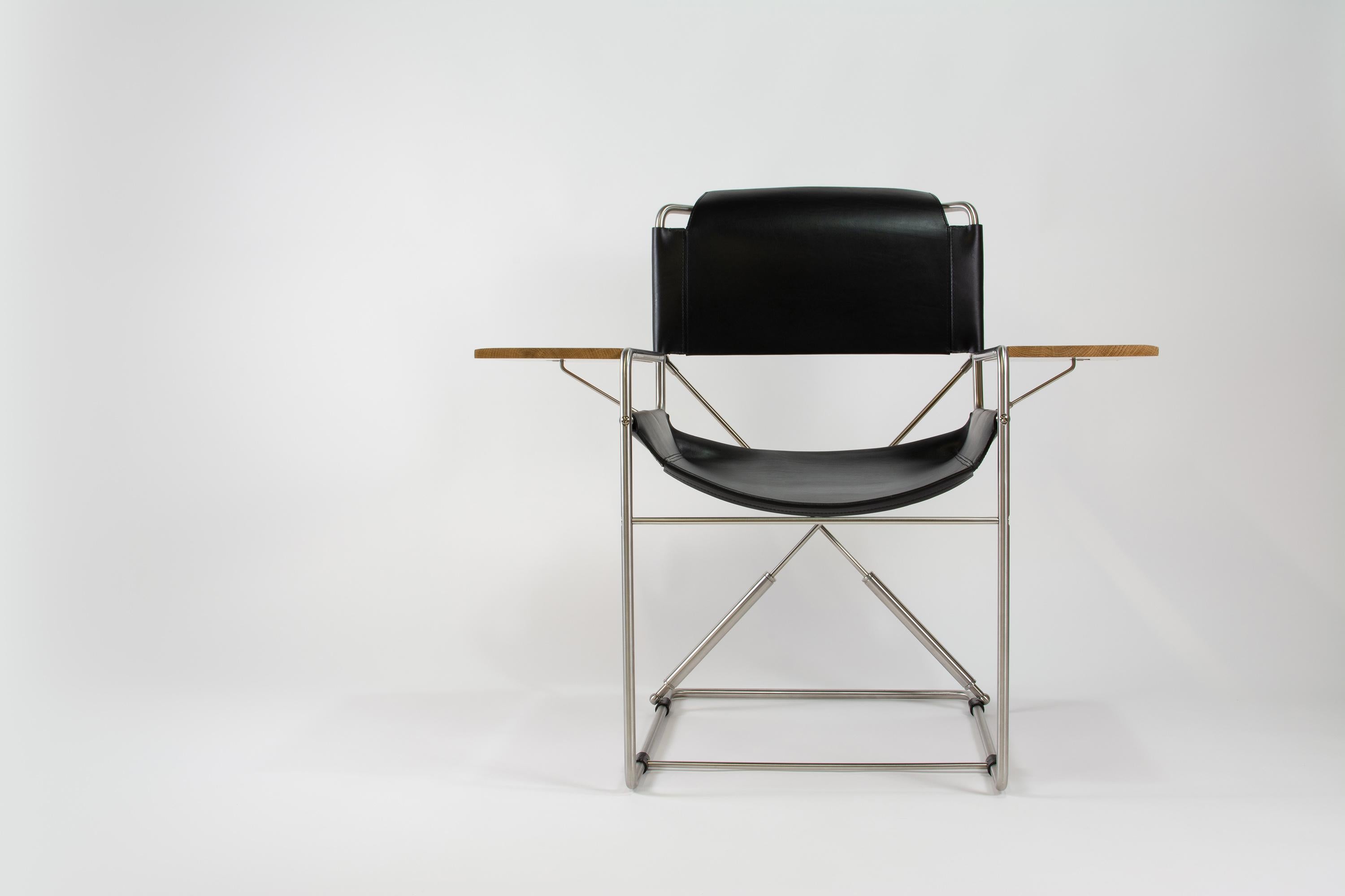 Polish Bauhaus inspired Leather Chair allowing Rocking Motion For Sale
