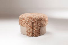 DOOQ Bauhaus Inspired Pouf L'unité in bouclé and Rust Fabric
