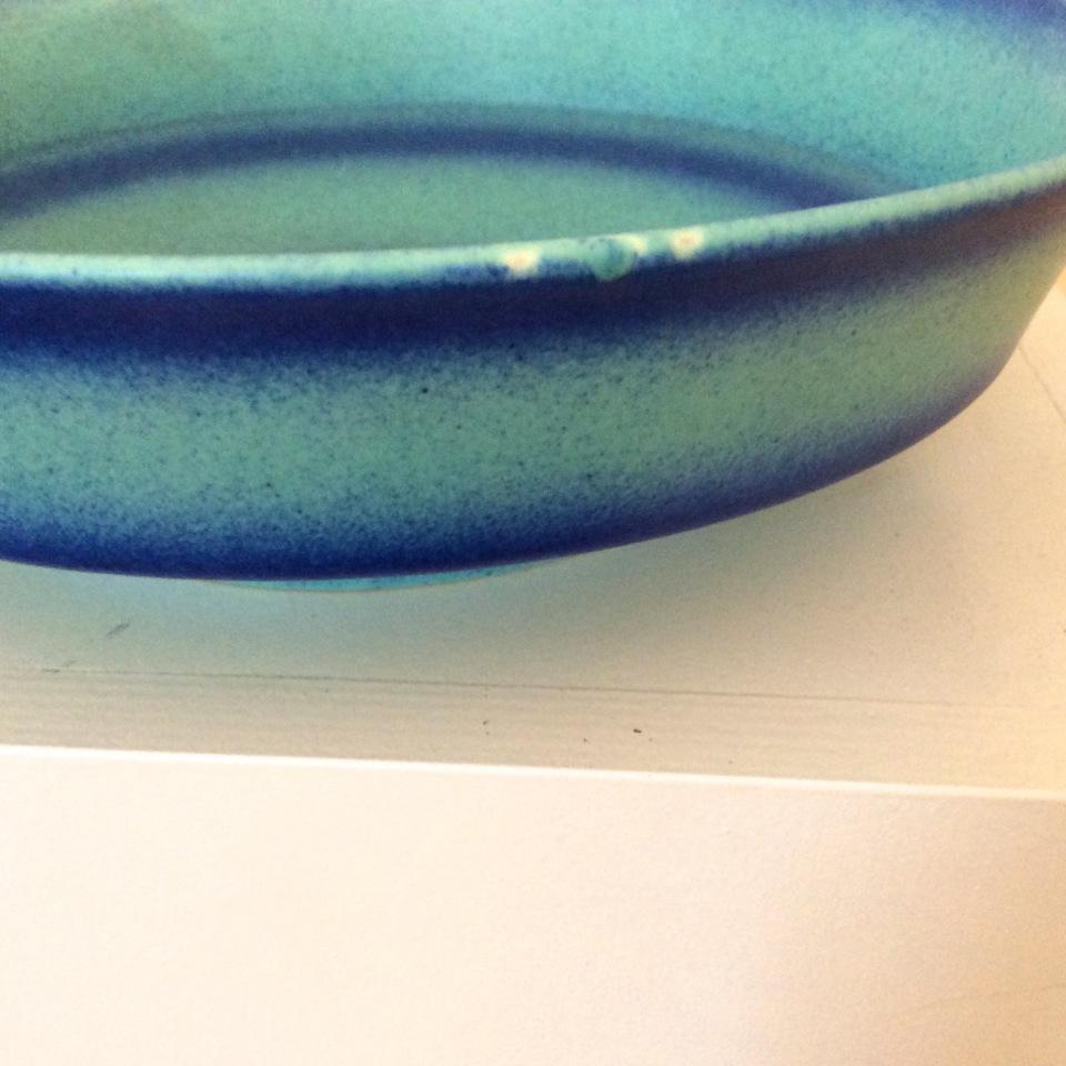 Bauhaus Large Blue Ceramic by Grete Heymann-Loebenstein Marks circa 1930 Germany In Good Condition In Brussels, BE