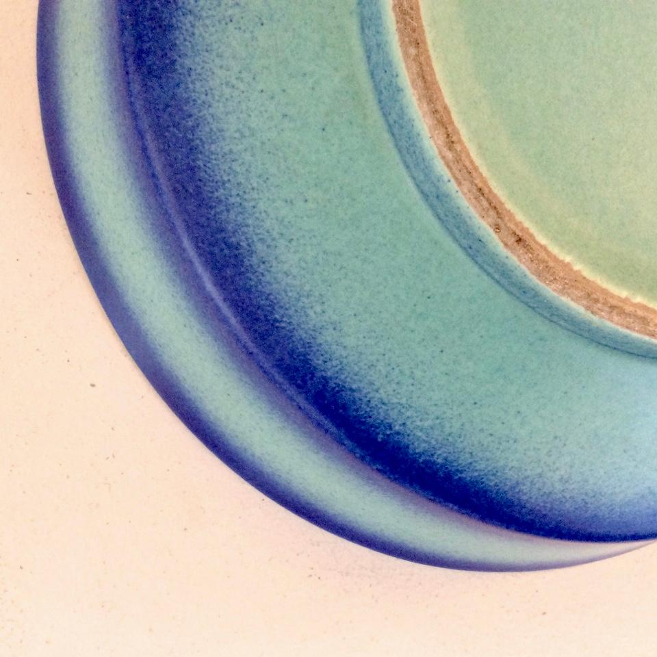 Große blaue Bauhaus-Keramik von Grete Heymann-Loebenstein Marken um 1930 Deutschland 1