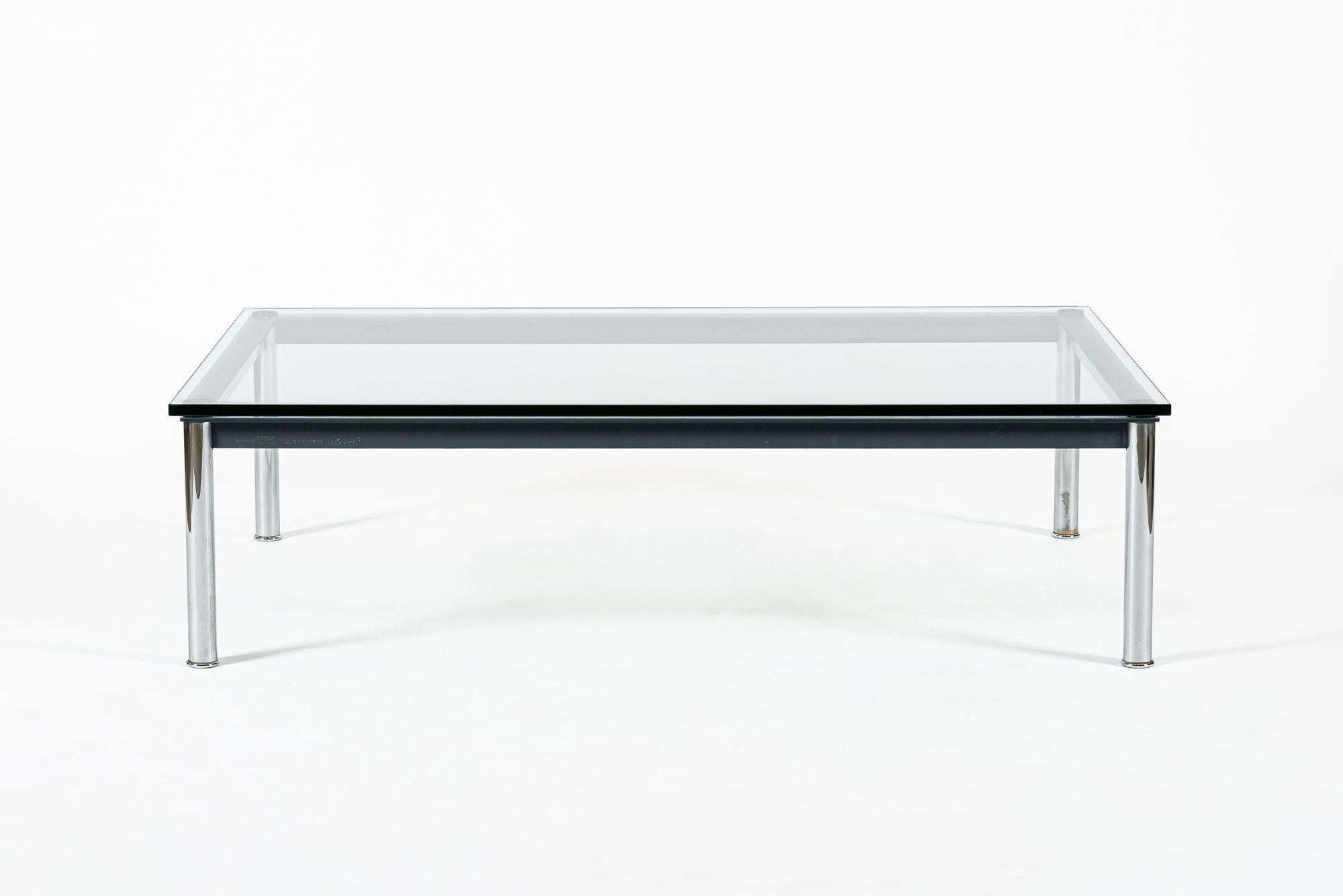 Italian Bauhaus LC10-P Low Glass Coffee Table by Le Corbusier for Cassina