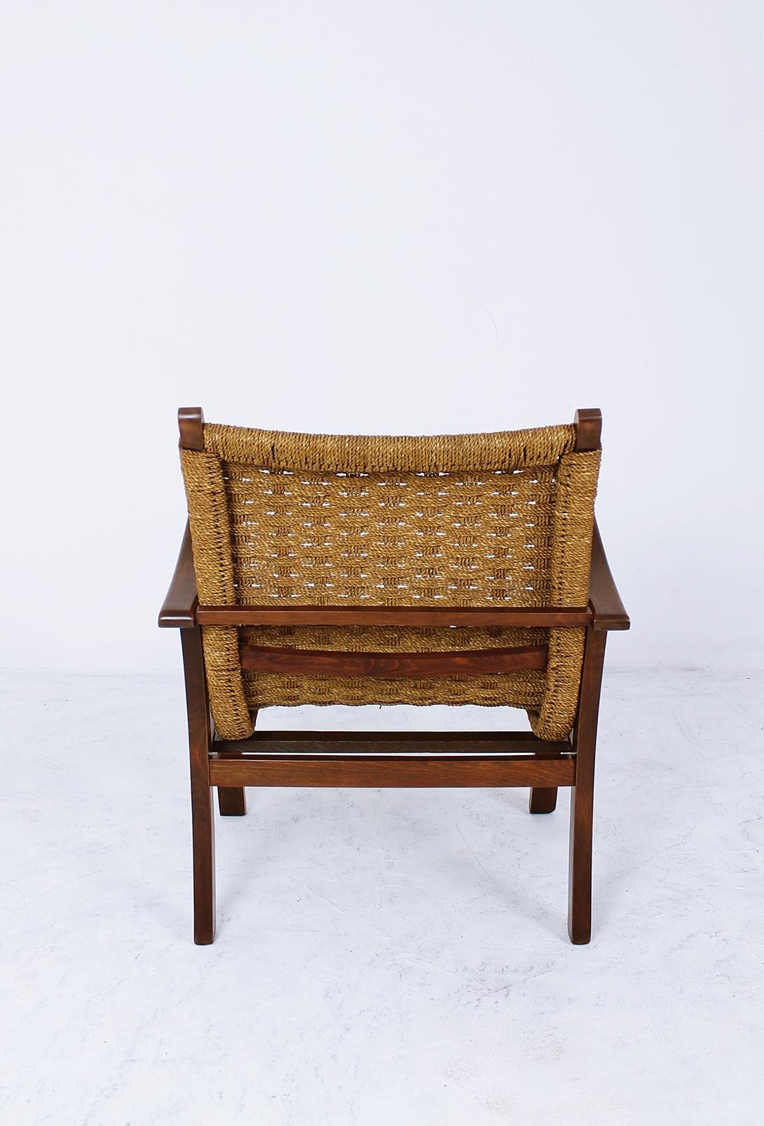 Bauhaus Lounge Armchair Rope and Stained Beech by Erich Dieckmann Germany, 1930s 2
