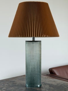 Bauhaus Maison De Verre-Stil Glaslampe mit Käfig und plissiertem Naturpapierschirm