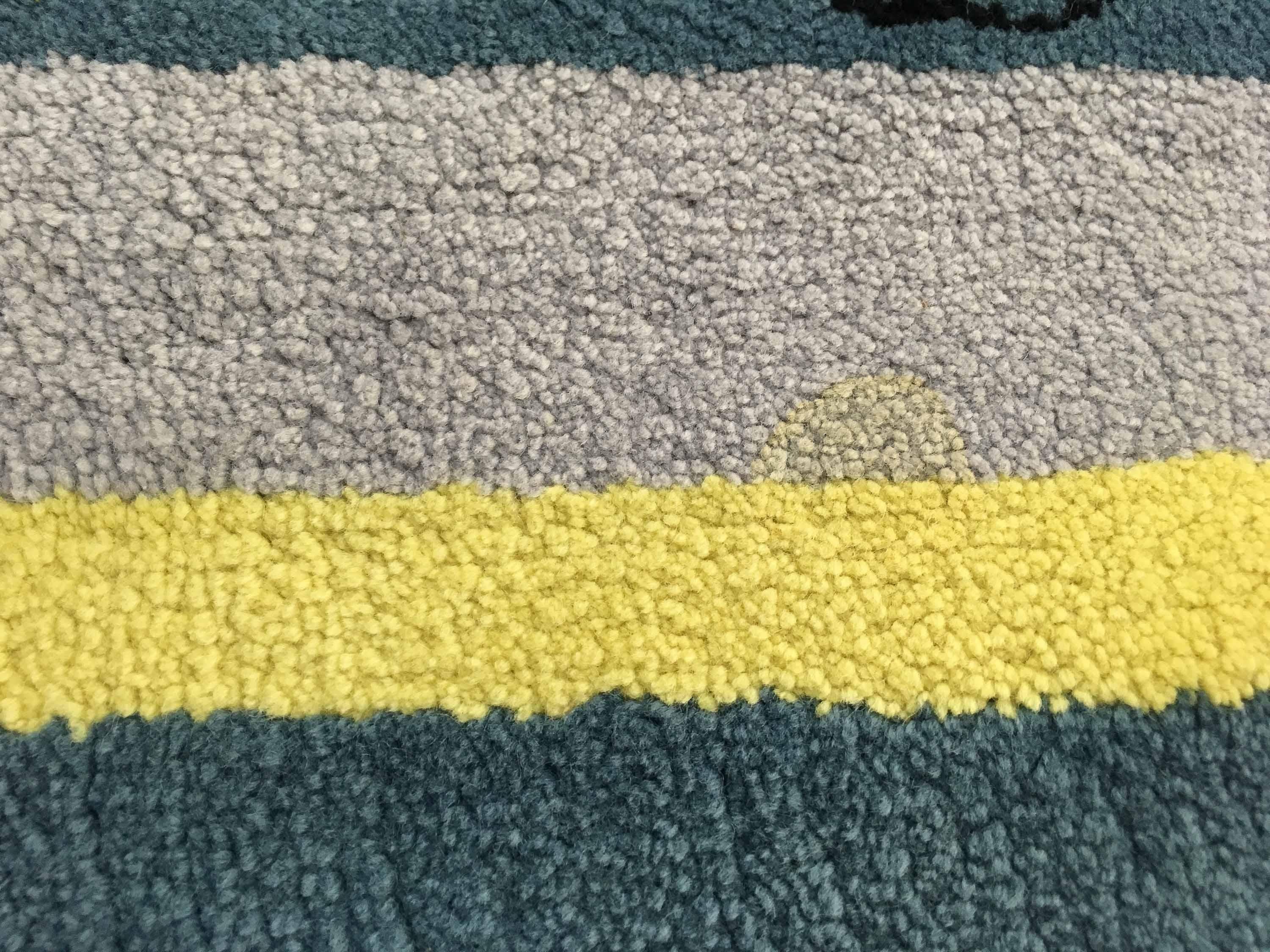 Bauhaus Memphis Art Architectural Geometric Wool Carpet/Rug, Blue Yellow Grey  For Sale 4
