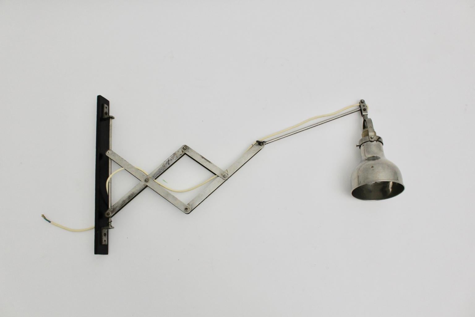 Mid-20th Century Bauhaus Metal Wall Scissor Lamp Art Deco Era, 1930 For Sale
