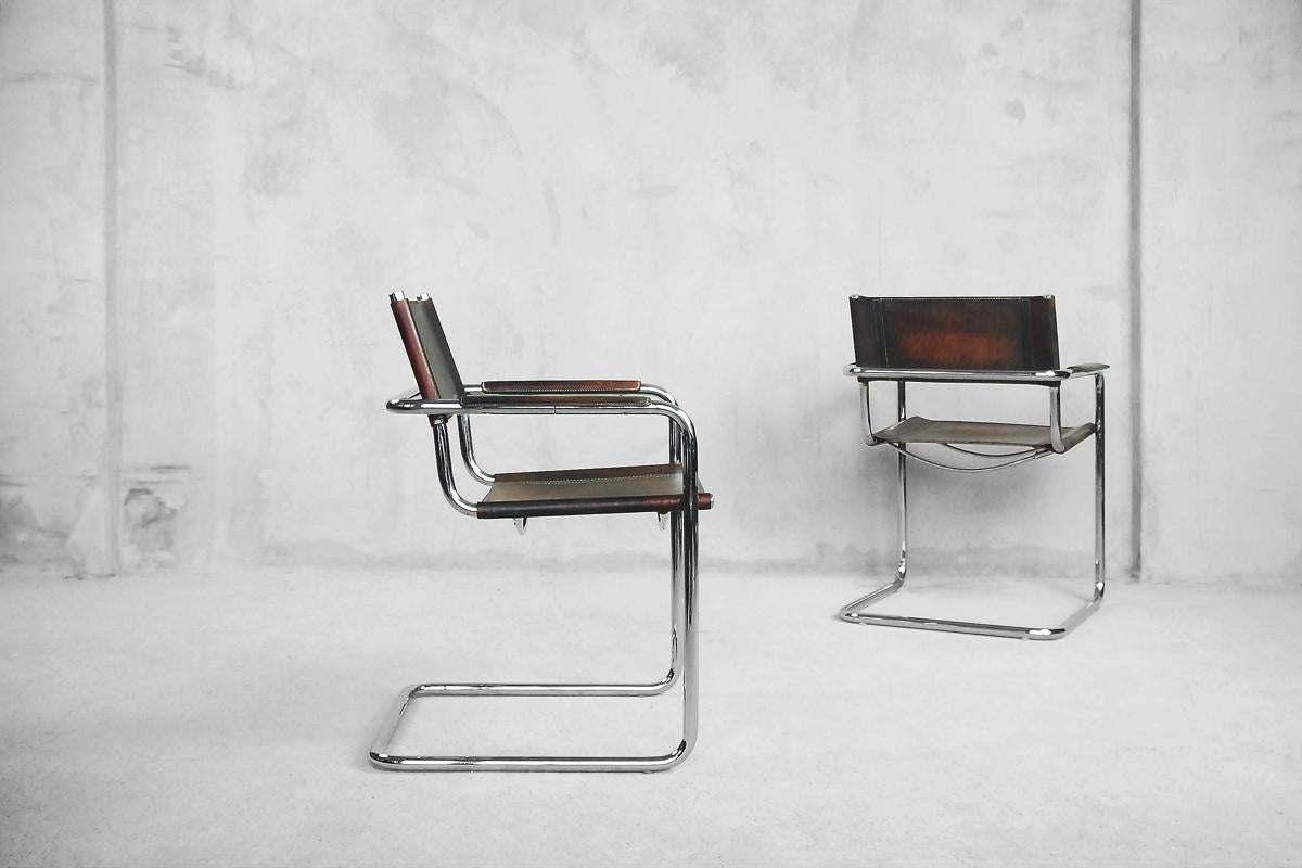 Bauhaus MG5 Leather Chairs by Matteo Grassi for Centro Studio, 1960s, Set of 4 For Sale 9
