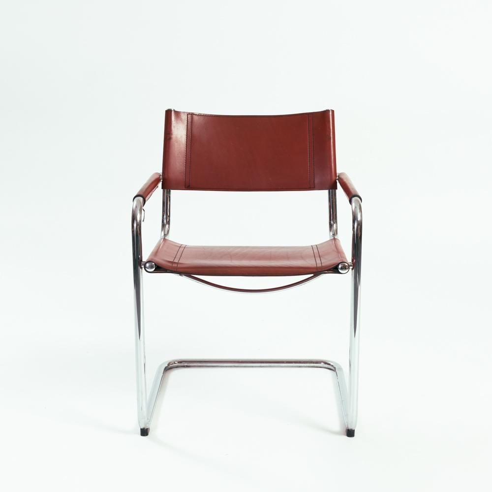 Italian Bauhaus mg5 s 34 Marcel Breuer Mart Stam swing chairs in brown, set of 5