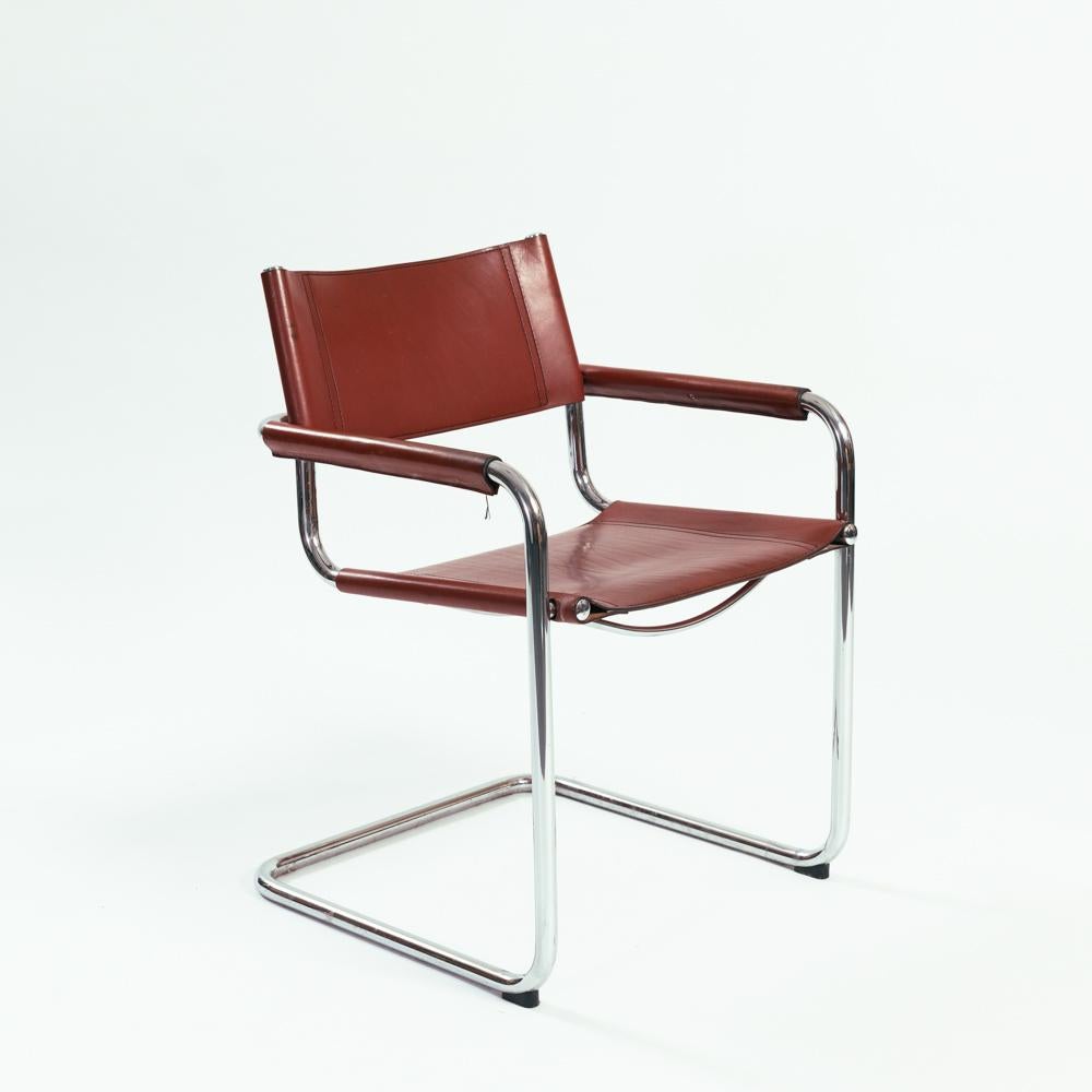 Bauhaus mg5 s 34 Marcel Breuer Mart Stam swing chairs in brown, set of 5 In Fair Condition In Zevenaar, NL