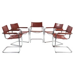 Bauhaus mg5 s 34 Marcel Breuer Mart Stam swing chairs in brown, set of 5