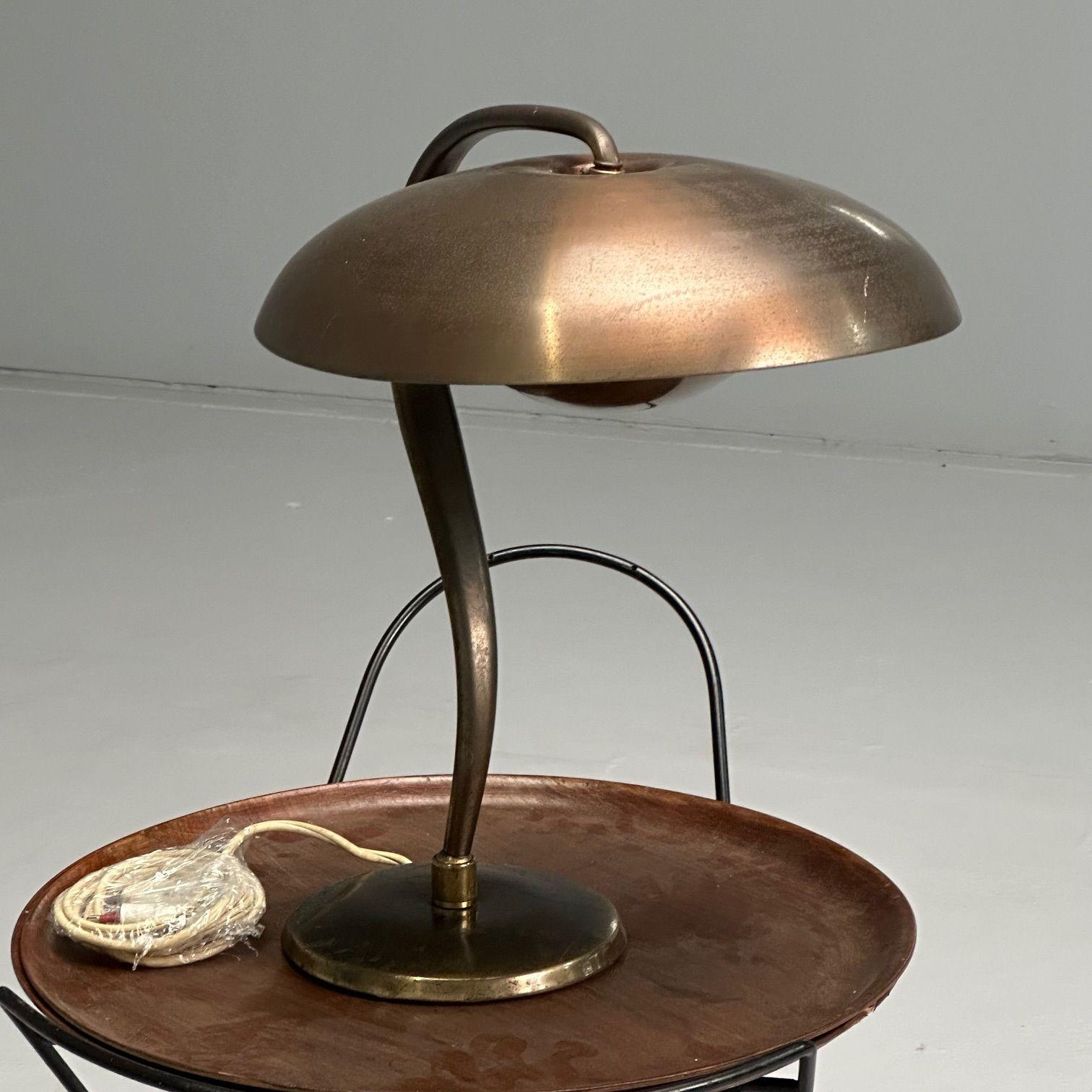 Bauhaus, Mid-Century Modern, Desk Lamp, Gilt Metal, Germany, 1930s 1